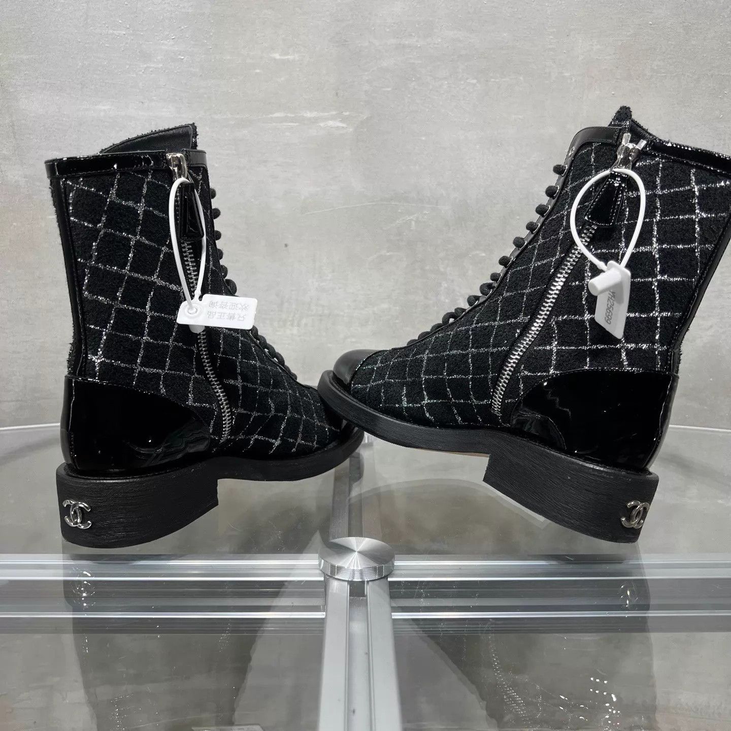 Chanel Chanel Black Checked Boots 36 Size US 5.5 / IT 35.5 - 3 Thumbnail