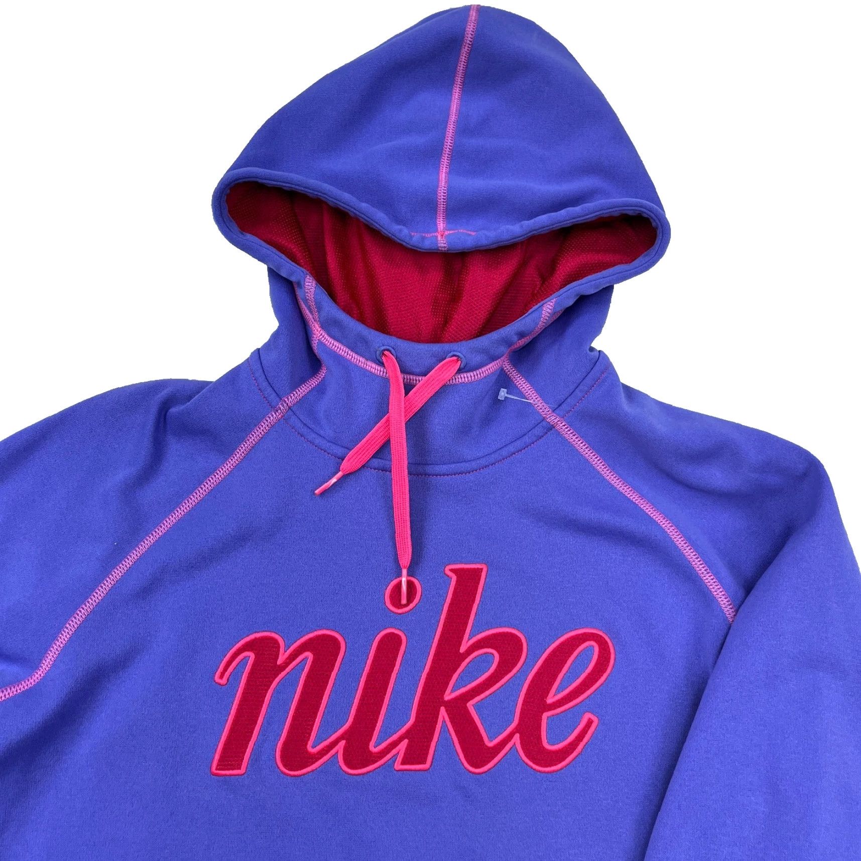 Nike Nike Hoodie Women Large Purple Pink Sweatshirt Therma Comfort Pullover All Seasons Fleece Raglan Sleeve Logo Hooded Casual Activewear Size L / US 10 / IT 46 - 2 Thumbnail
