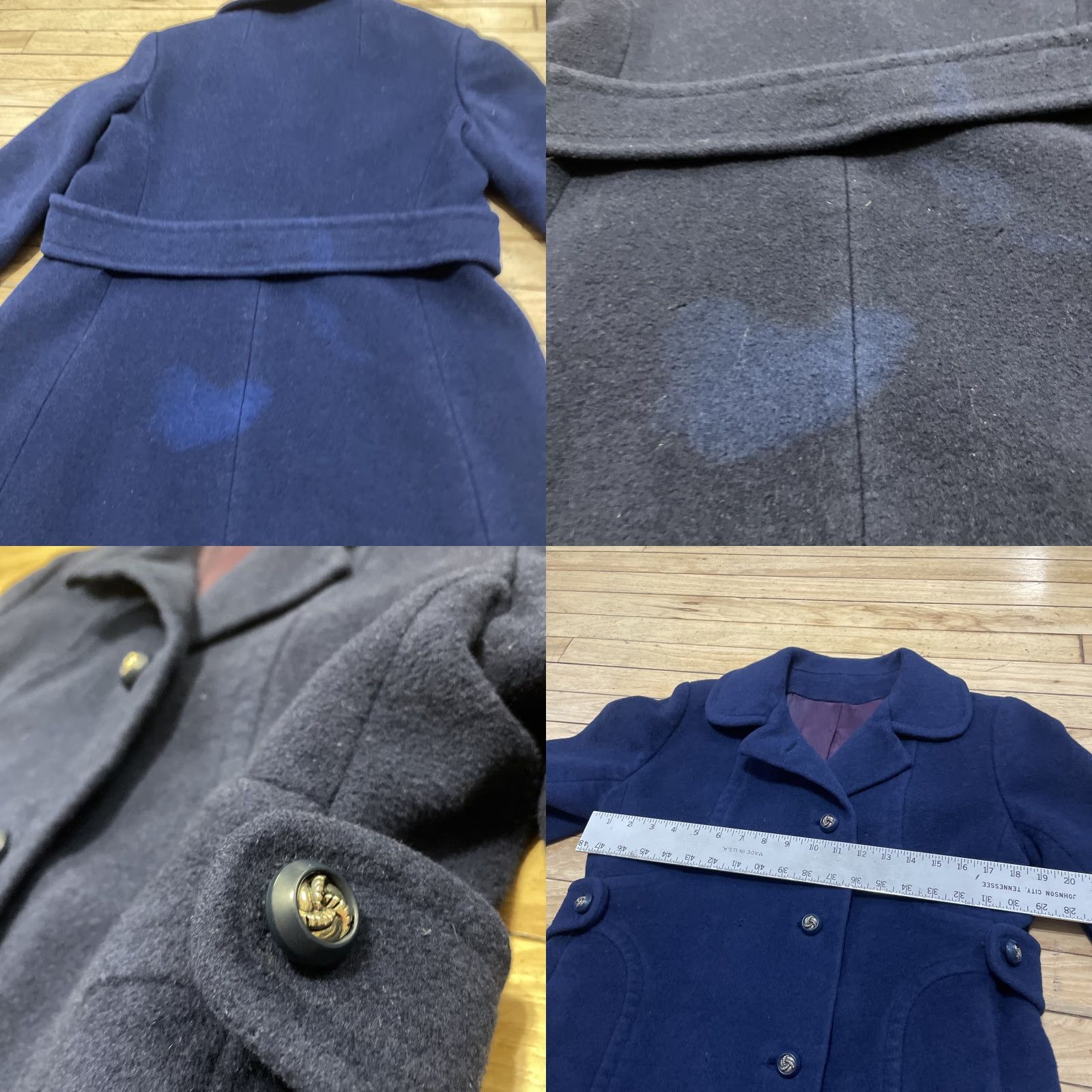 Vintage VINTAGE Trench Coat Women M Blue Stevens Forstmann Fabric vtg Mod 60s Heavyweight Wool Trench Coat Womens Blue 1960s Overcoat Wool Size M / US 6-8 / IT 42-44 - 8 Thumbnail