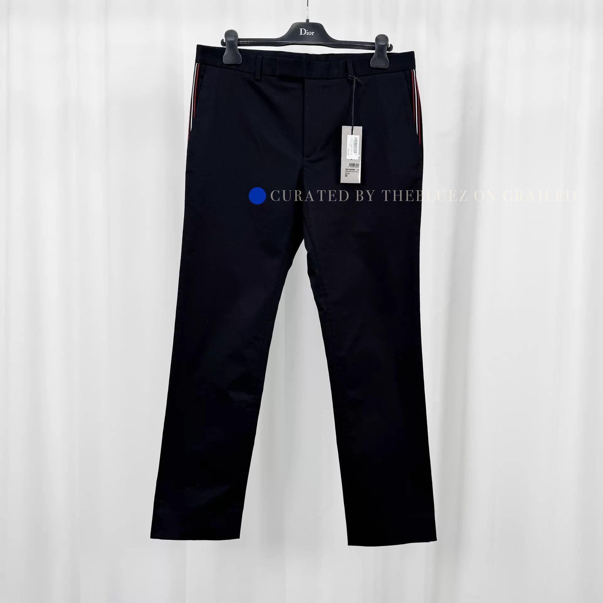Dior Black Embroidered Stripe Casual Pants Size US 36 / EU 52 - 1 Thumbnail