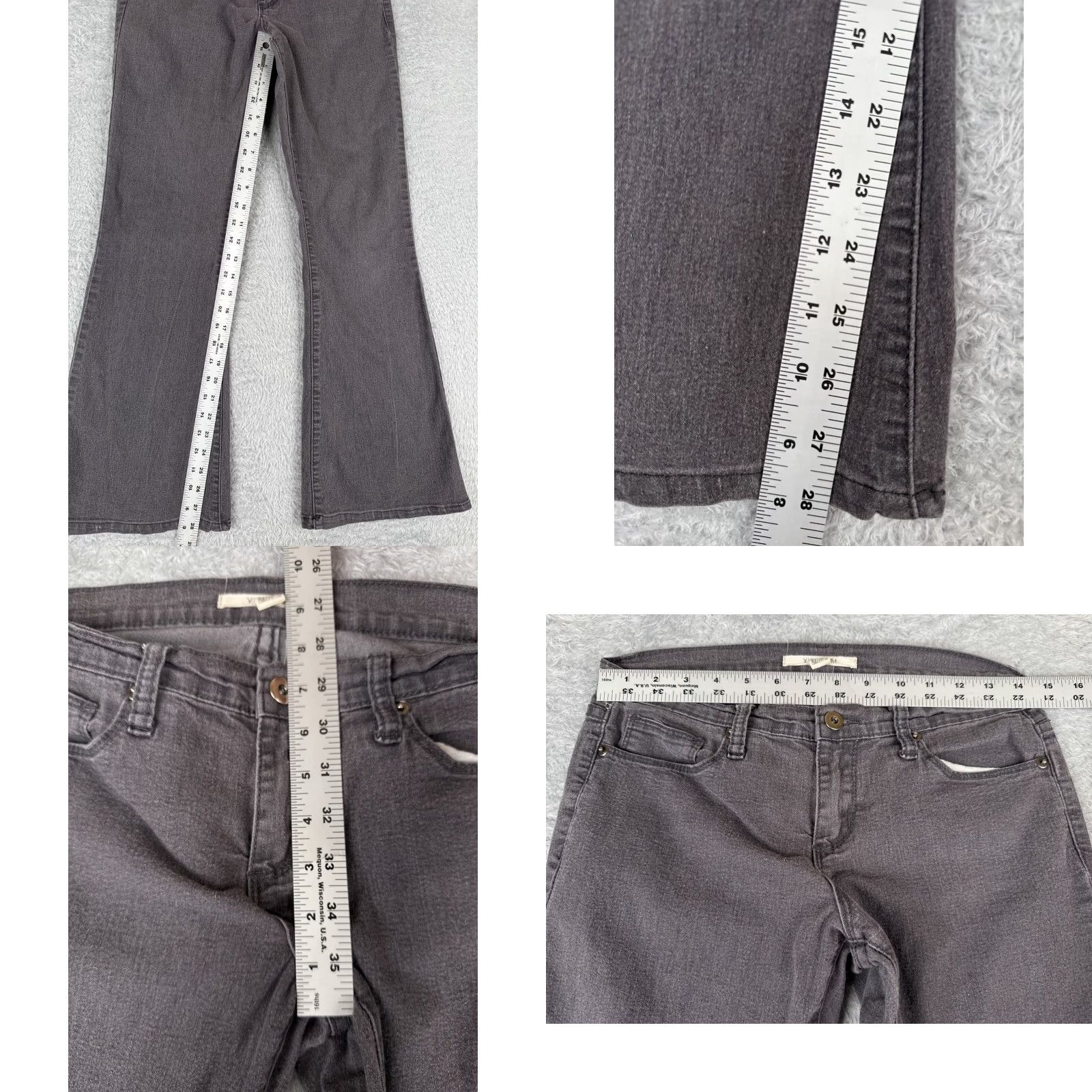 Denime XXL Denim Jeans Womens 27 Gray Flared Mid Rise Cotton Blend Zip Fly 27x28 Jeans Size 27" / US 4 / IT 40 - 8 Thumbnail