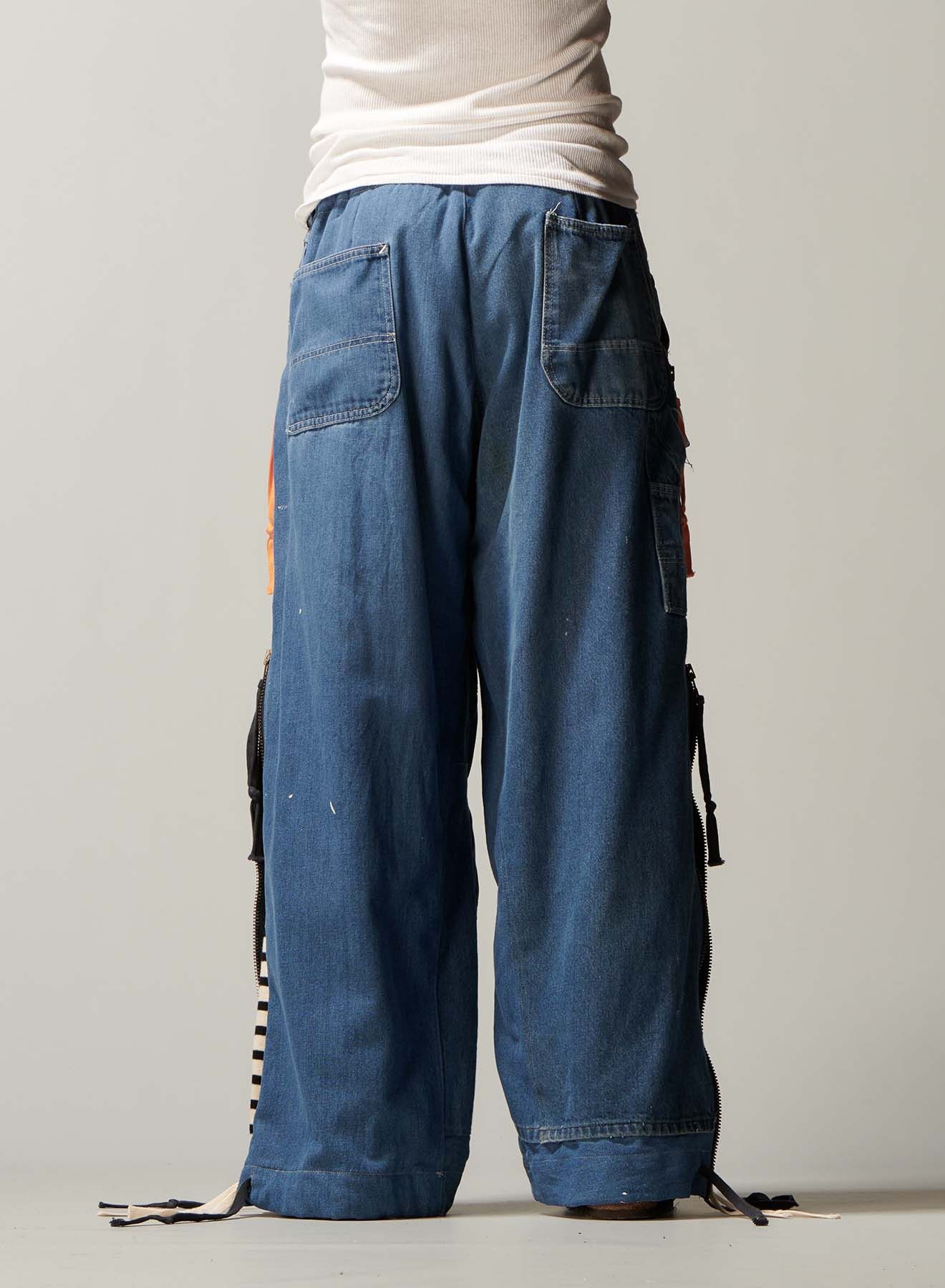 Greg Lauren Greg Lauren Denim/ Stripe Wide Leg Lounge Zip Pants Size US 42 / EU 58 - 3 Thumbnail