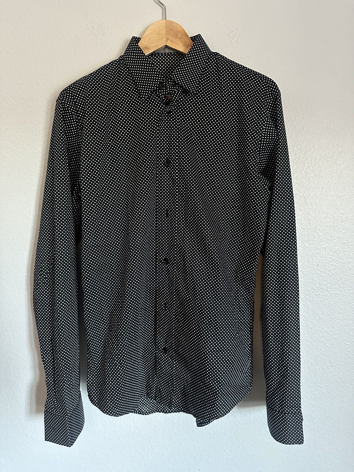 image of Dior Homme Aw05 “In The Morning” Polka Dot Dress Shirt in Black, Men's (Size Small)