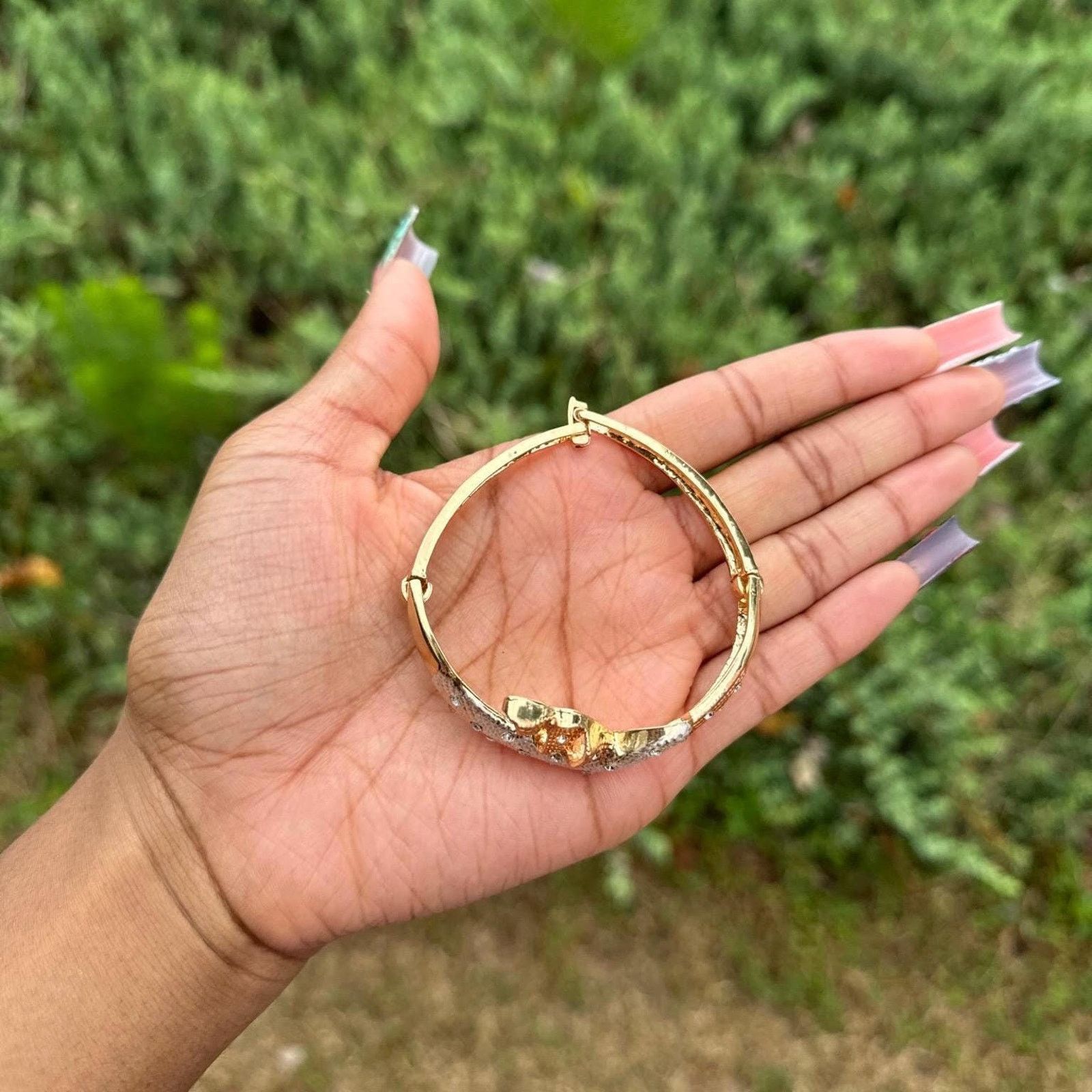 Handmade Gold Rose gold cuff bangle from Ghana Size ONE SIZE - 2 Thumbnail