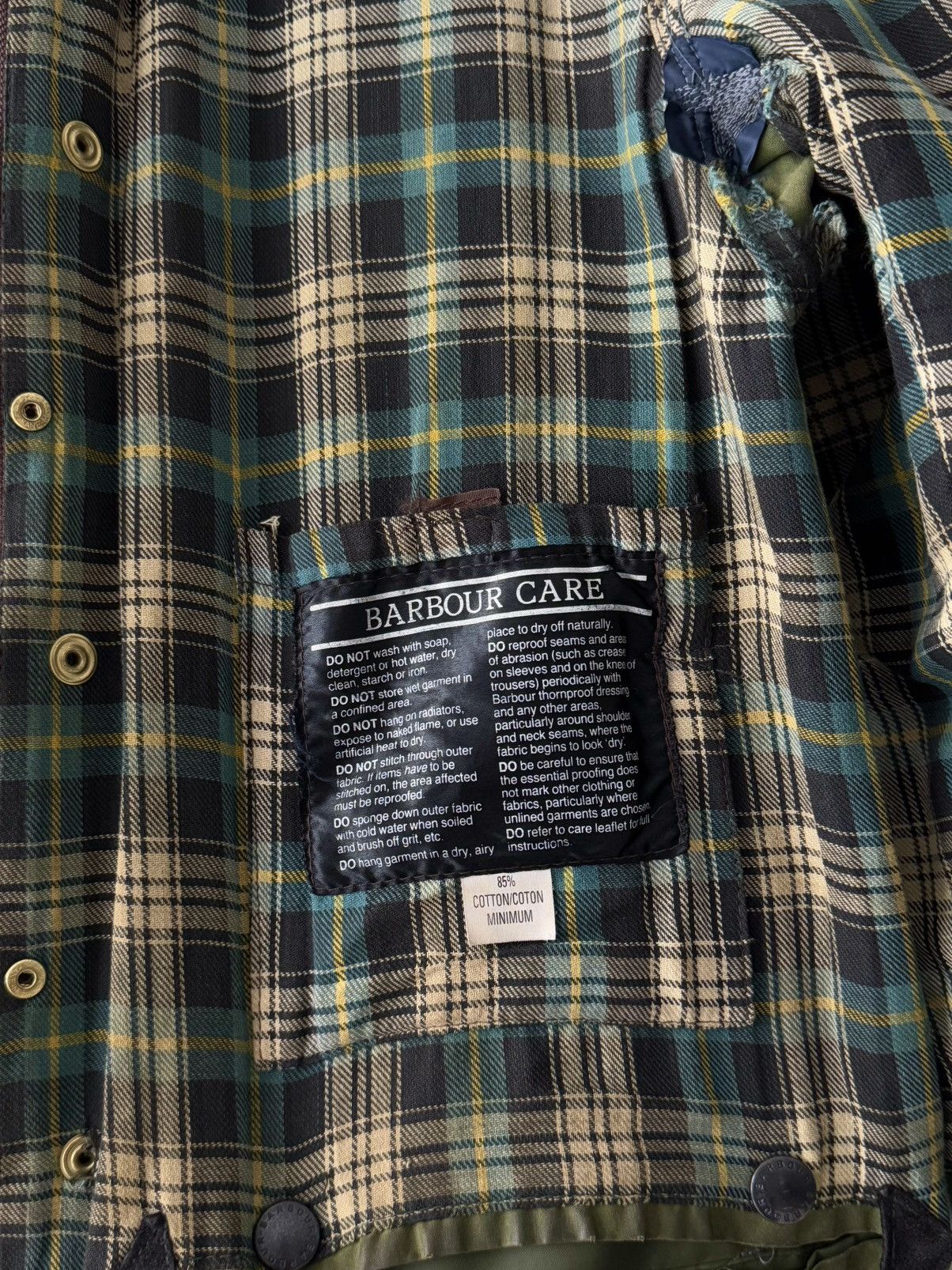 Barbour × Vintage Vintage 80s Barbour Border Waxed Khaki Jacket Size US M / EU 48-50 / 2 - 10 Thumbnail