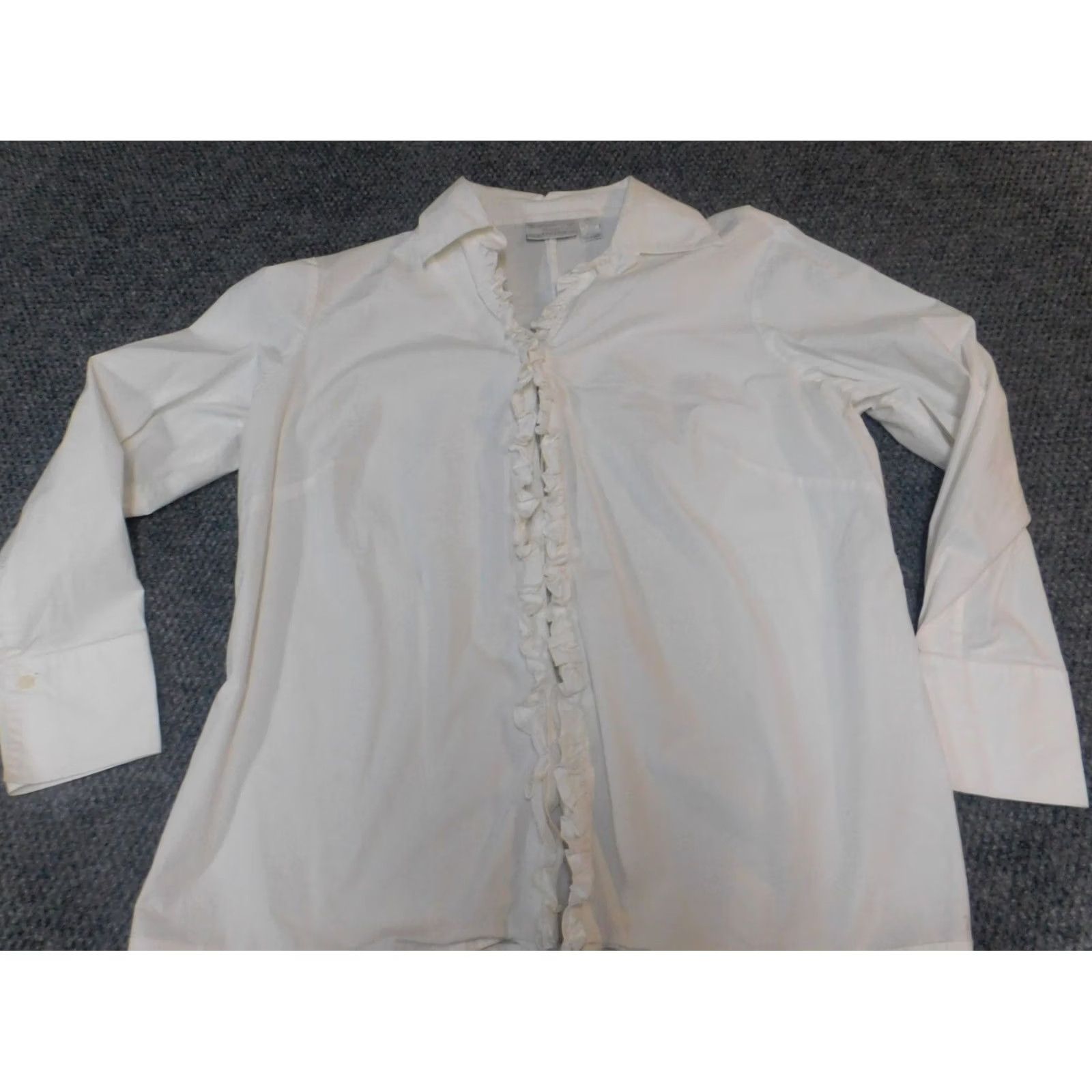 Worthington Worthington Womens Blouse 18W White Collar Button Casual Sleeve Cotton Rayon Regular Plus Size Womens Vintage No Size XXL / US 16-18 / IT 52-54 - 2 Thumbnail