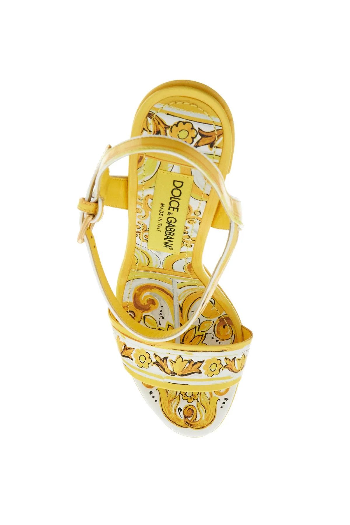 Dolce & Gabbana o1s22i1n1024 Shiny Leather Platform Sandals in Yellow Size US 7 / IT 37 - 2 Thumbnail