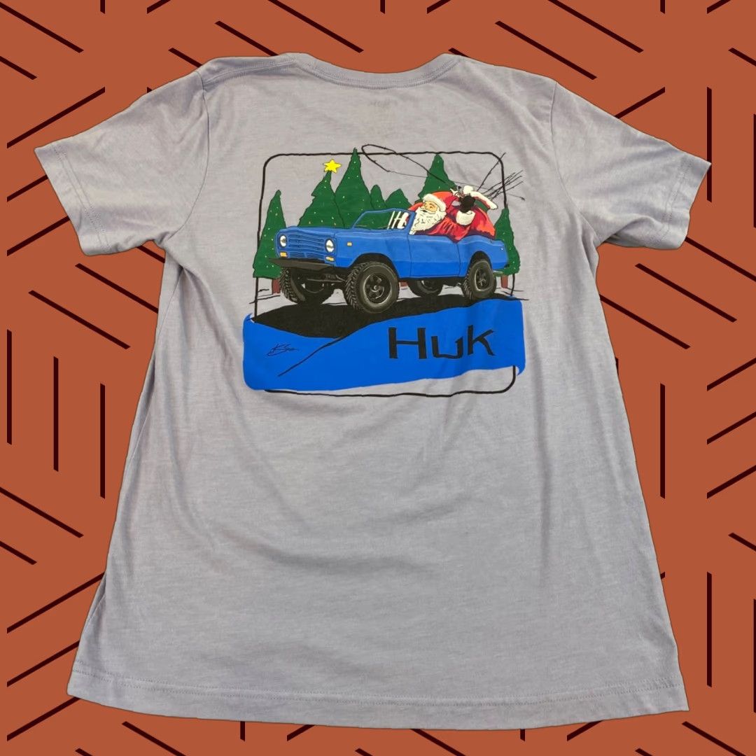 Vintage HUK Christmas Fishing Shirt Mens Medium Light Purple USA Strong Santa Outdoor Shirt T-Shirt Indoor Outdoor Size US M / EU 48-50 / 2 - 1 Thumbnail