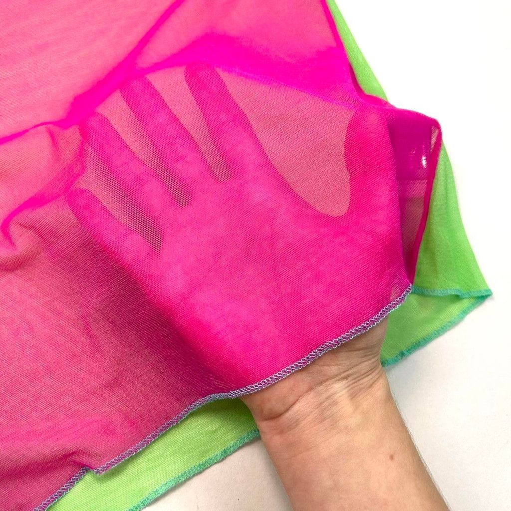 Dolce & Gabbana y2k D&G pink and green mesh color block short sleeve top Size M / US 6-8 / IT 42-44 - 2 Thumbnail