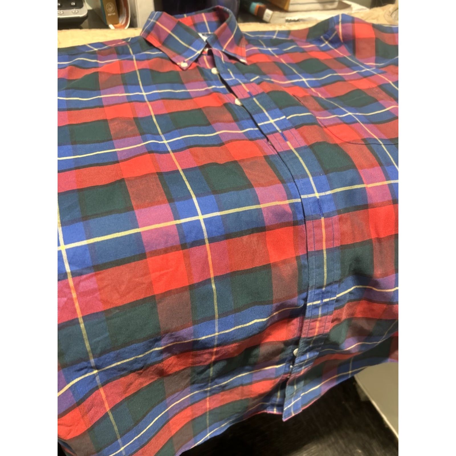 Brooks Brothers Brooks Brothers Dress Shirt Slim Fit All Supima Cotton Non-Iron L Mens Multicolor Plaid Slimming Size 42R - 2 Thumbnail