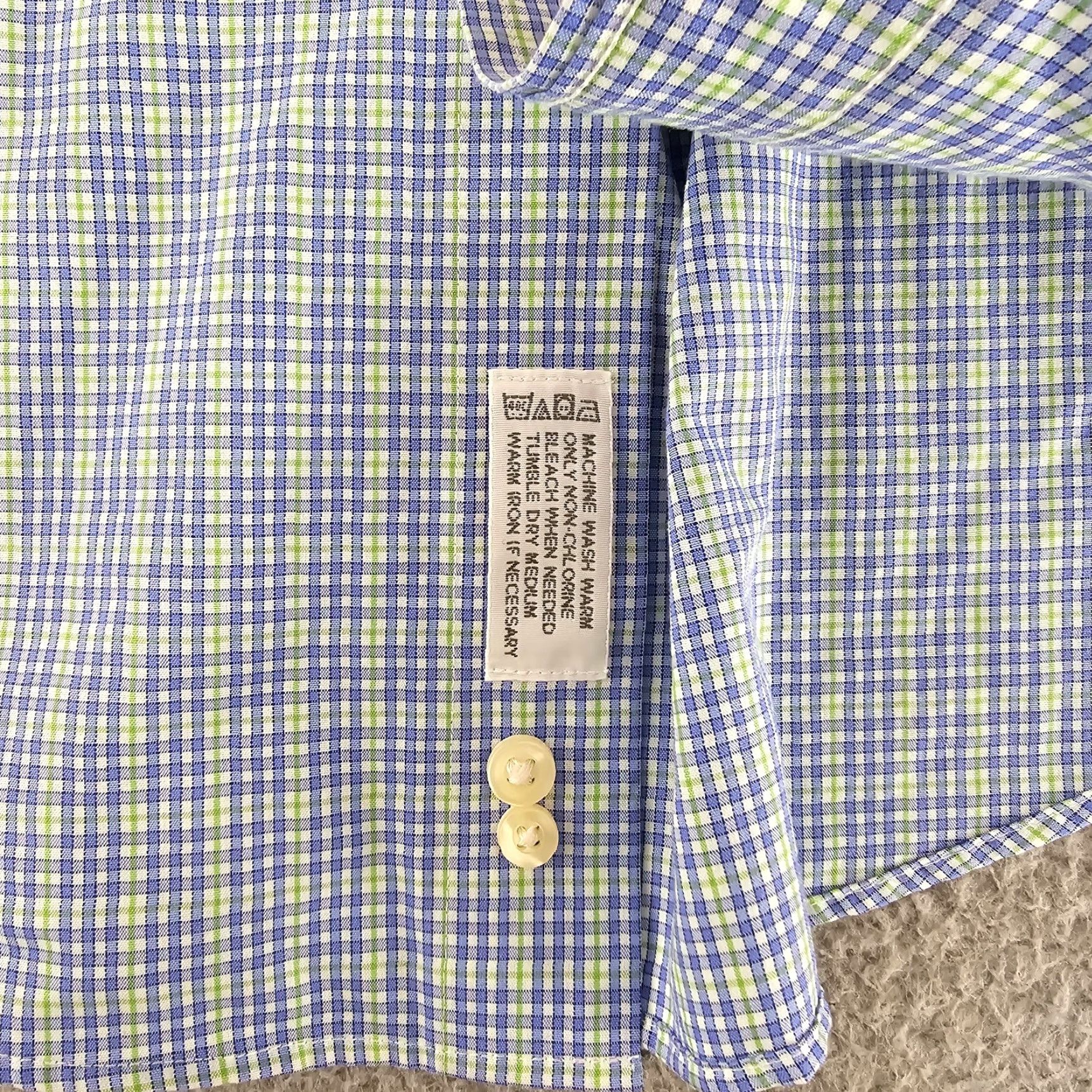 Vintage Kirkland Signature Dress Shirt Mens L Blue 15.5 33 Check Tailored Fit Size 42R - 5 Thumbnail