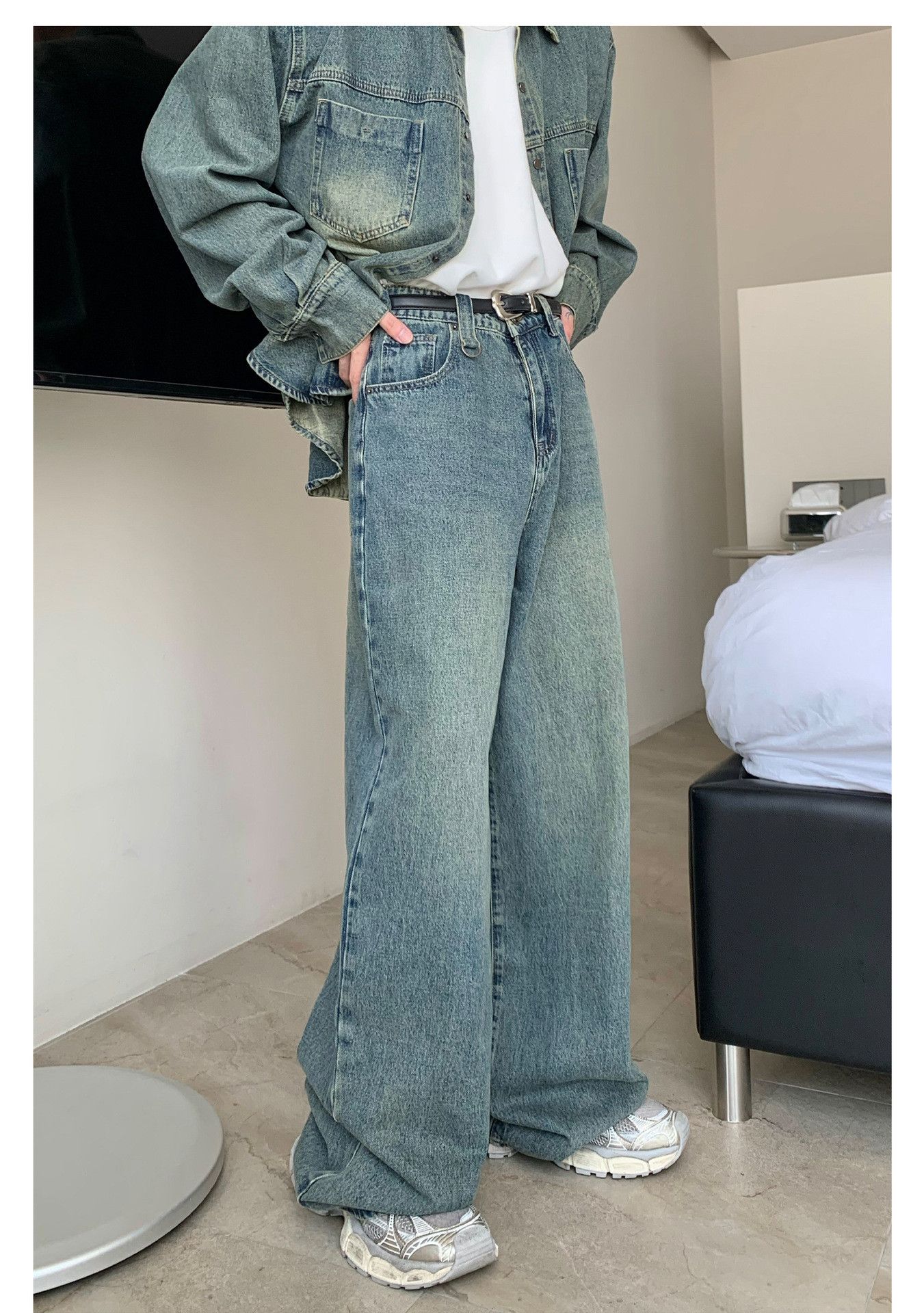 Japanese Brand × Jean Retro distressed washed American wide-leg loose casual jeans Size US 32 / EU 48 - 4 Thumbnail