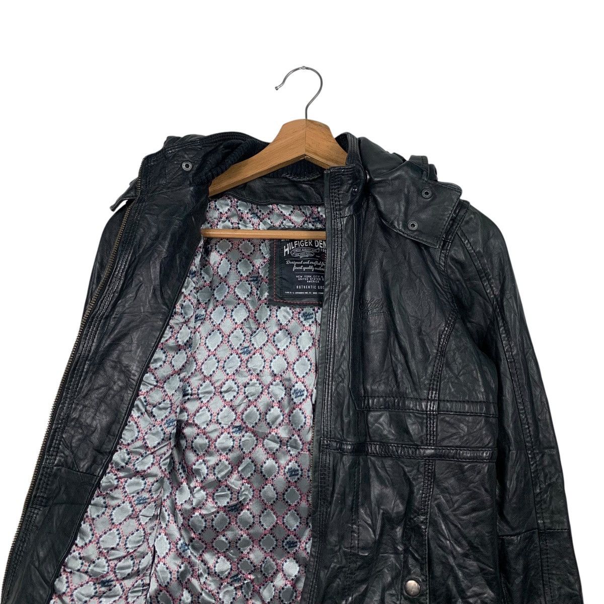Tommy Hilfiger HILFIGER DENIM Sheepskin Leather Hooded Jacket #2561-C116 Size S / US 4 / IT 40 - 9 Thumbnail