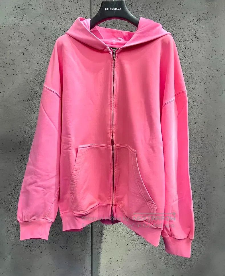 Balenciaga Balenciaga Distressed Pink Zip-Up Hoodie Size US S / EU 44-46 / 1 - 7 Thumbnail