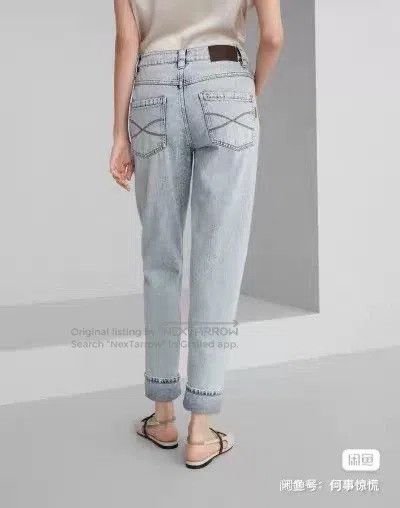 Brunello Cucinelli Brunello Cucinelli Blue washed and whitened beaded mid-ris Size 26" / US 2 / IT 38 - 2 Thumbnail