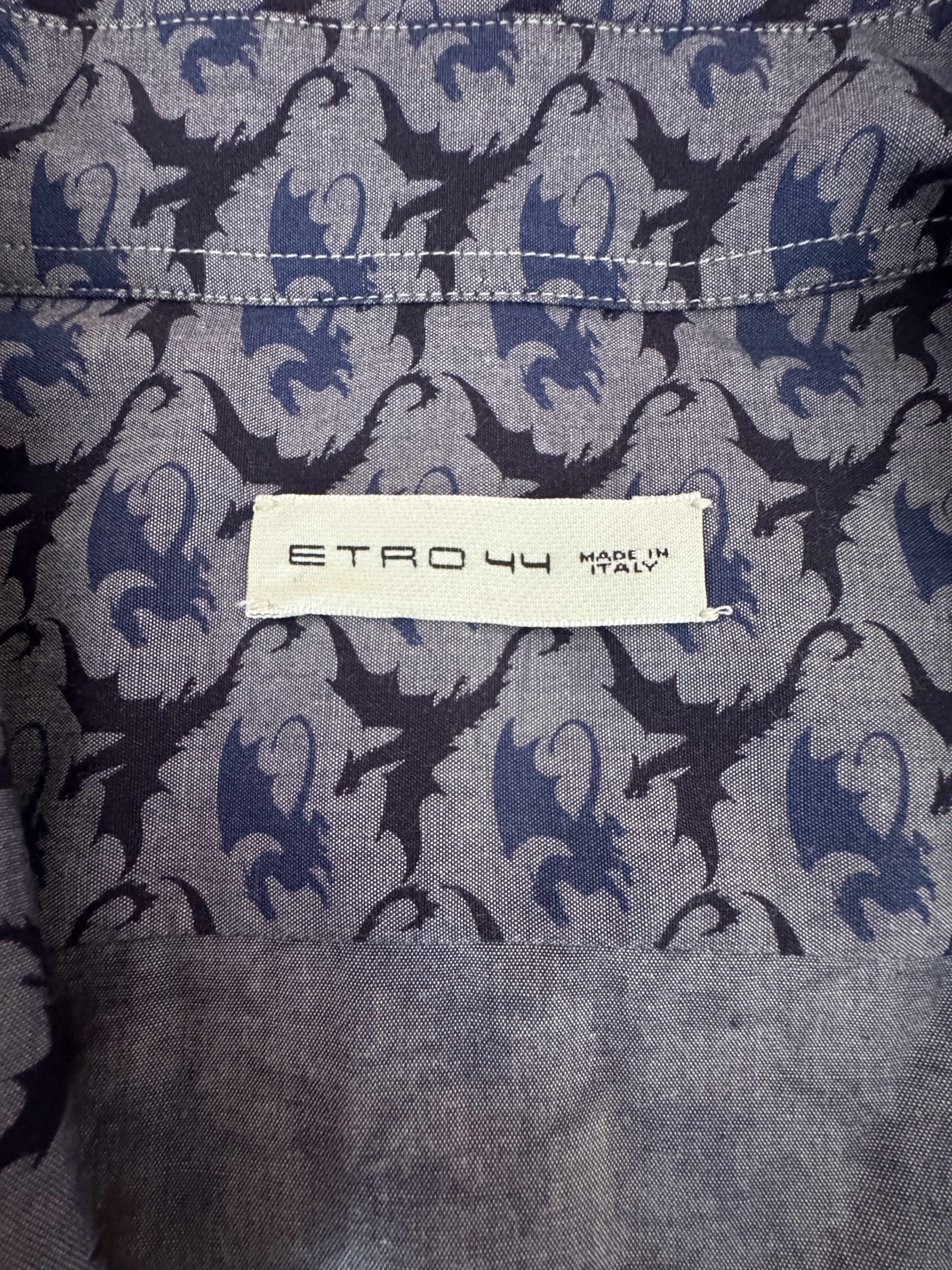 Etro Gray short sleeve shirt with dragon motif Size US XL / EU 56 / 4 - 2 Thumbnail