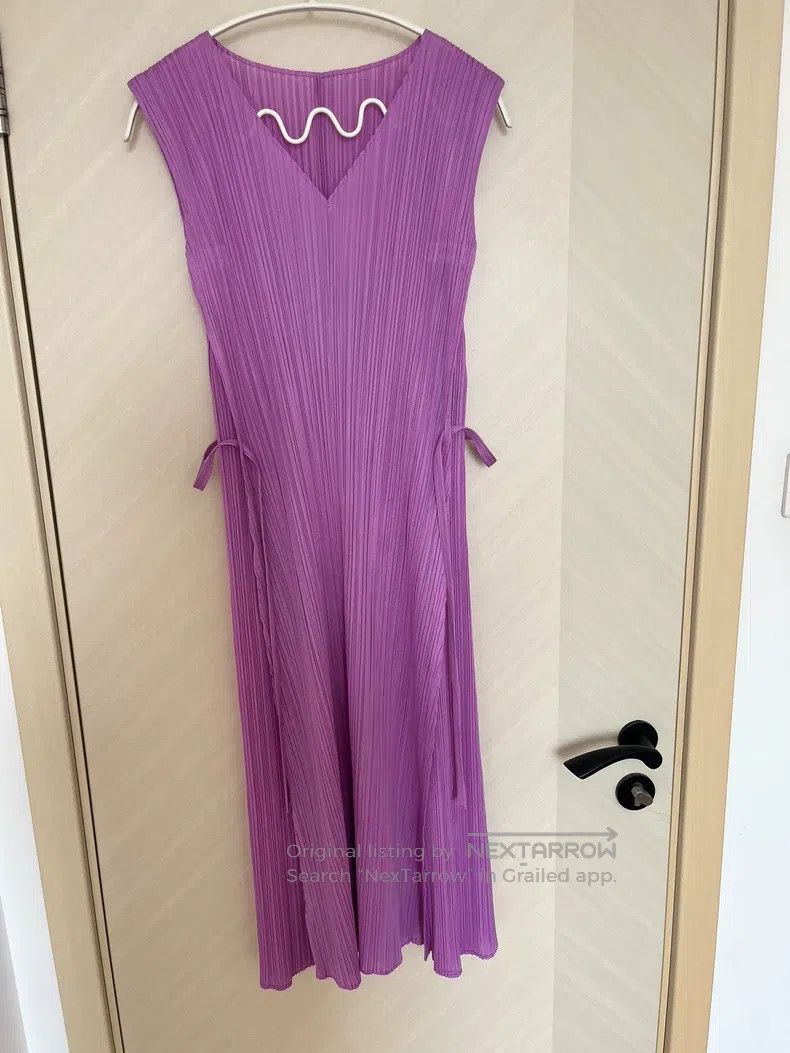 Issey Miyake Issey Miyake Purple V-Neck Dress Size L / US 10 / IT 46 - 1 Thumbnail