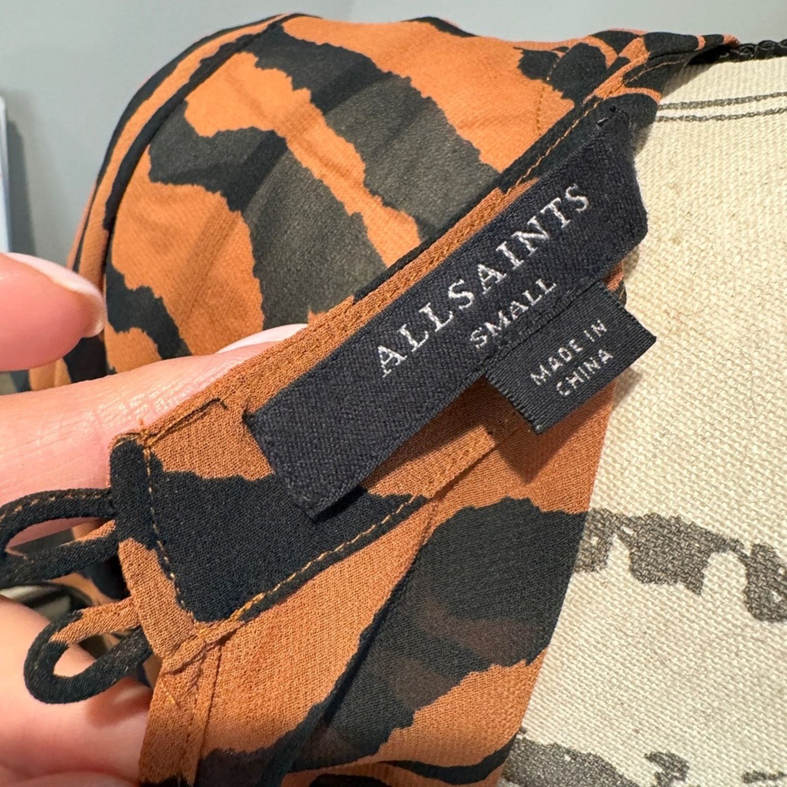 Allsaints Allsaints Chiffon Belted Enki Zephyr Tiger Stripe Dress S Size S / US 4 / IT 40 - 10 Thumbnail