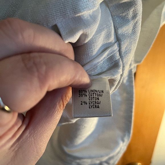 Lafayette 148 Full Zip White Linen Roll tab Shimmer sz 14