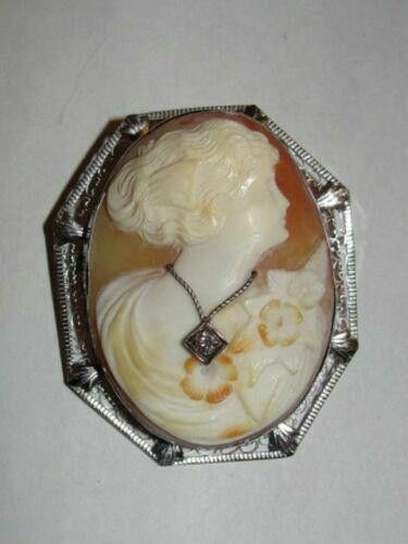 Other 14ktGold Shell Habille Psyche Cameo Pin Pendant with Diamond Size ONE SIZE - 3 Thumbnail