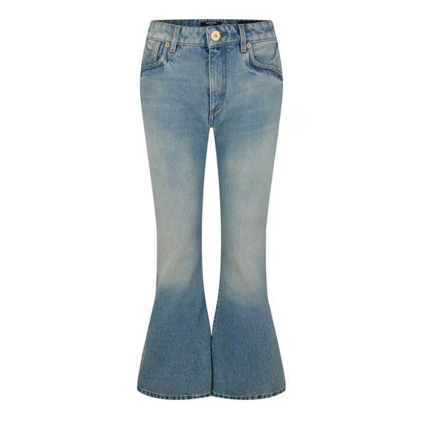 Balmain o1g2r1mq1024 Crop Bootcut Jeans in Denim Blue Size 27" / US 4 / IT 40 - 4 Thumbnail