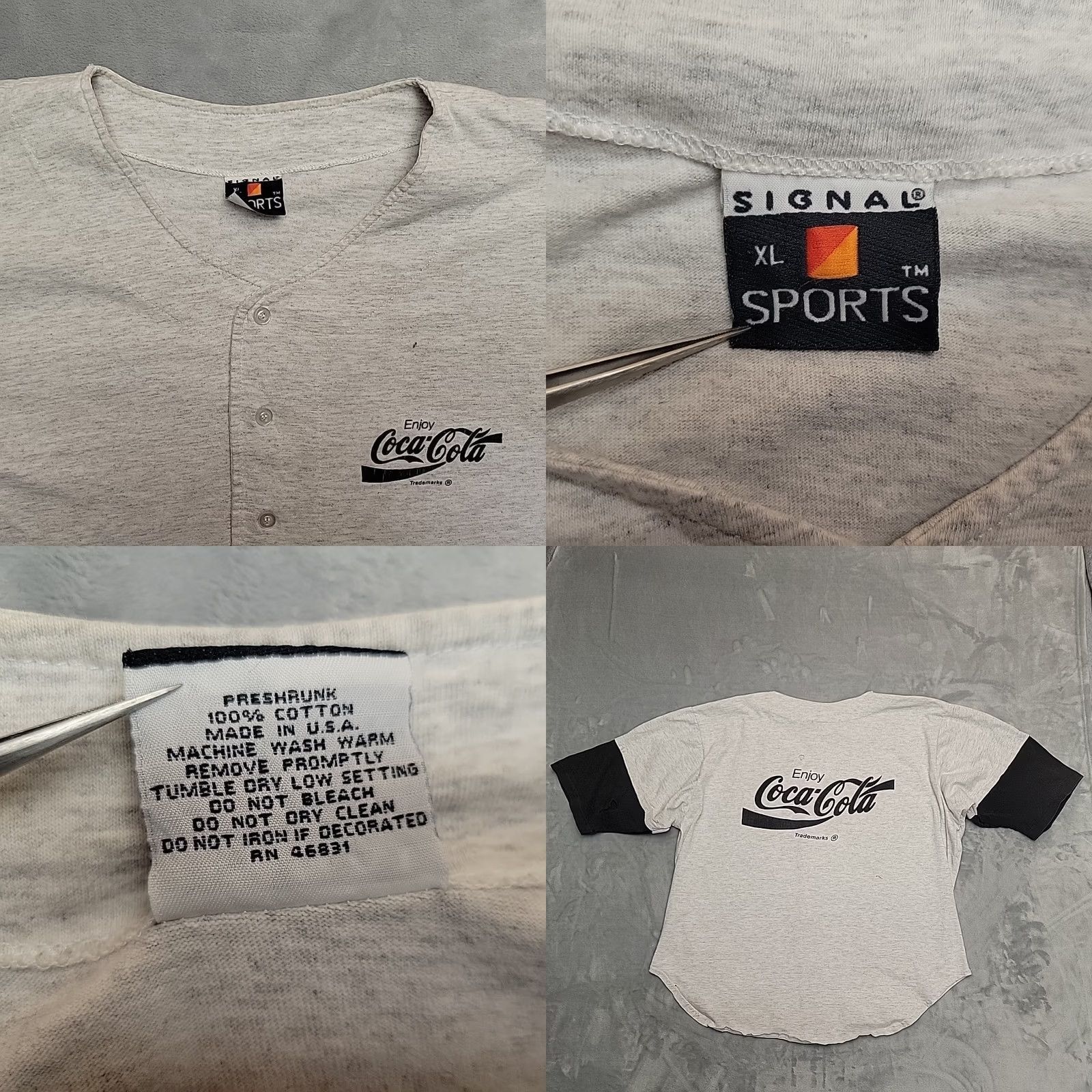 Vintage VTG Coca Cola Baseball Jersey Shirt Men XL Gray Made In USA Promo Streetwear 90s Size US XL / EU 56 / 4 - 8 Thumbnail