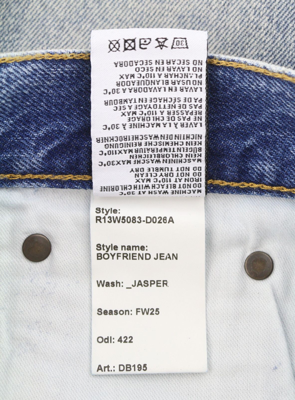 R13 BOYFRIEND 28 Jasper Washed Blue RRP699 87194 Size 28" / US 6 / IT 42 - 9 Thumbnail