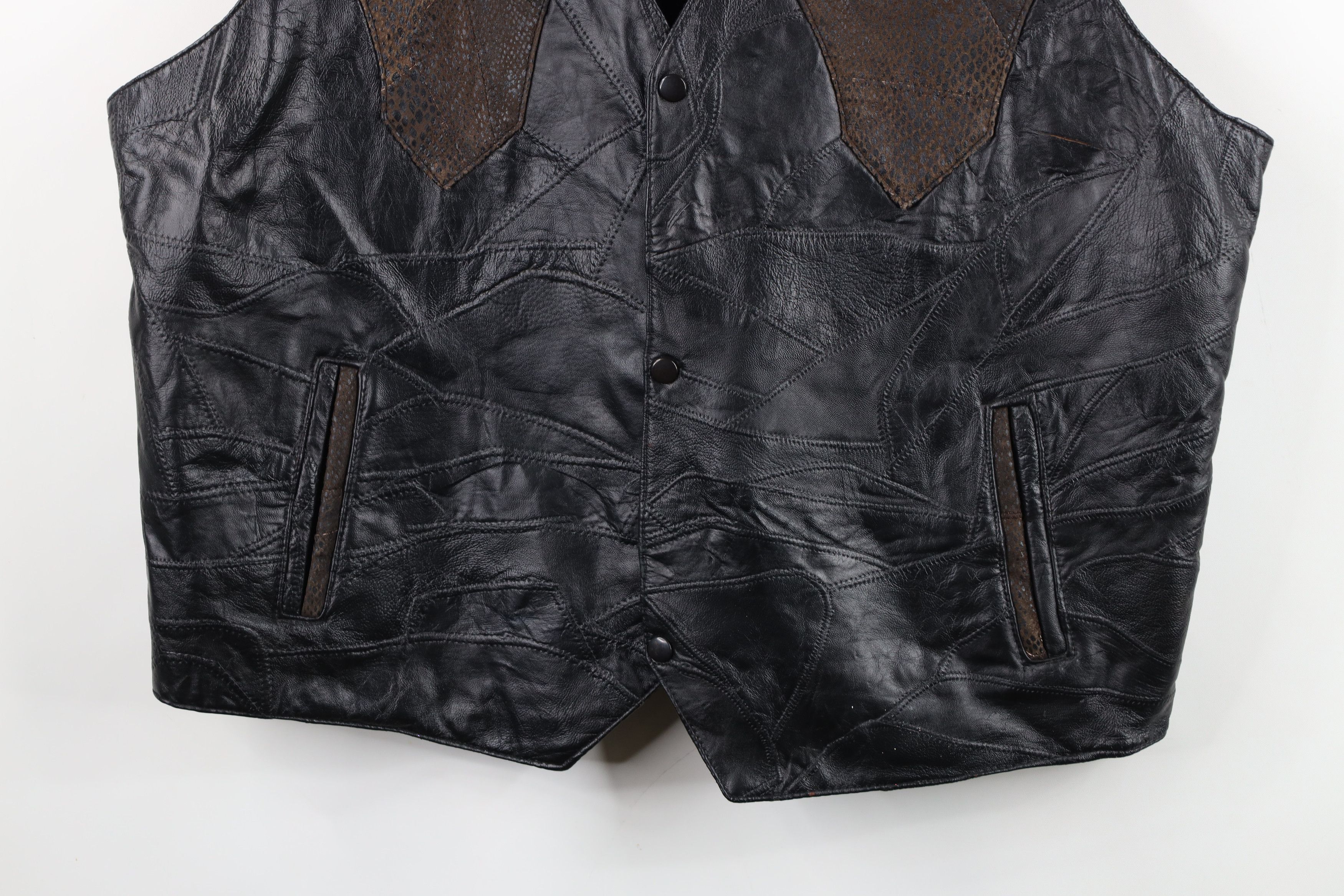 Vintage Deadstock Vintage 90s Streetwear Leather Vest Jacket Size XXL / US 16-18 / IT 52-54 - 3 Thumbnail