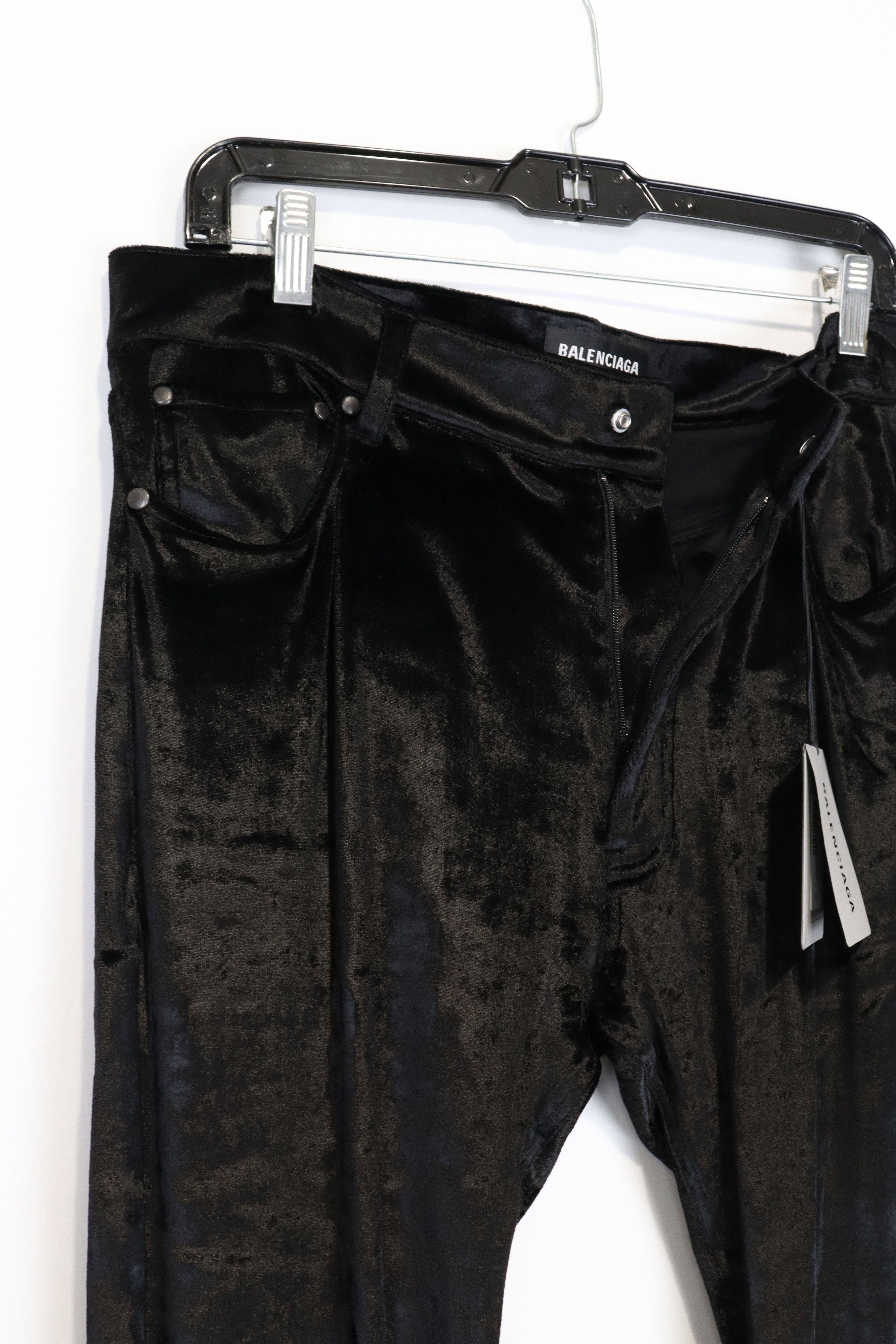 Balenciaga o1rshd10124 Velvet Pants in Black Size US 32 / EU 48 - 4 Thumbnail