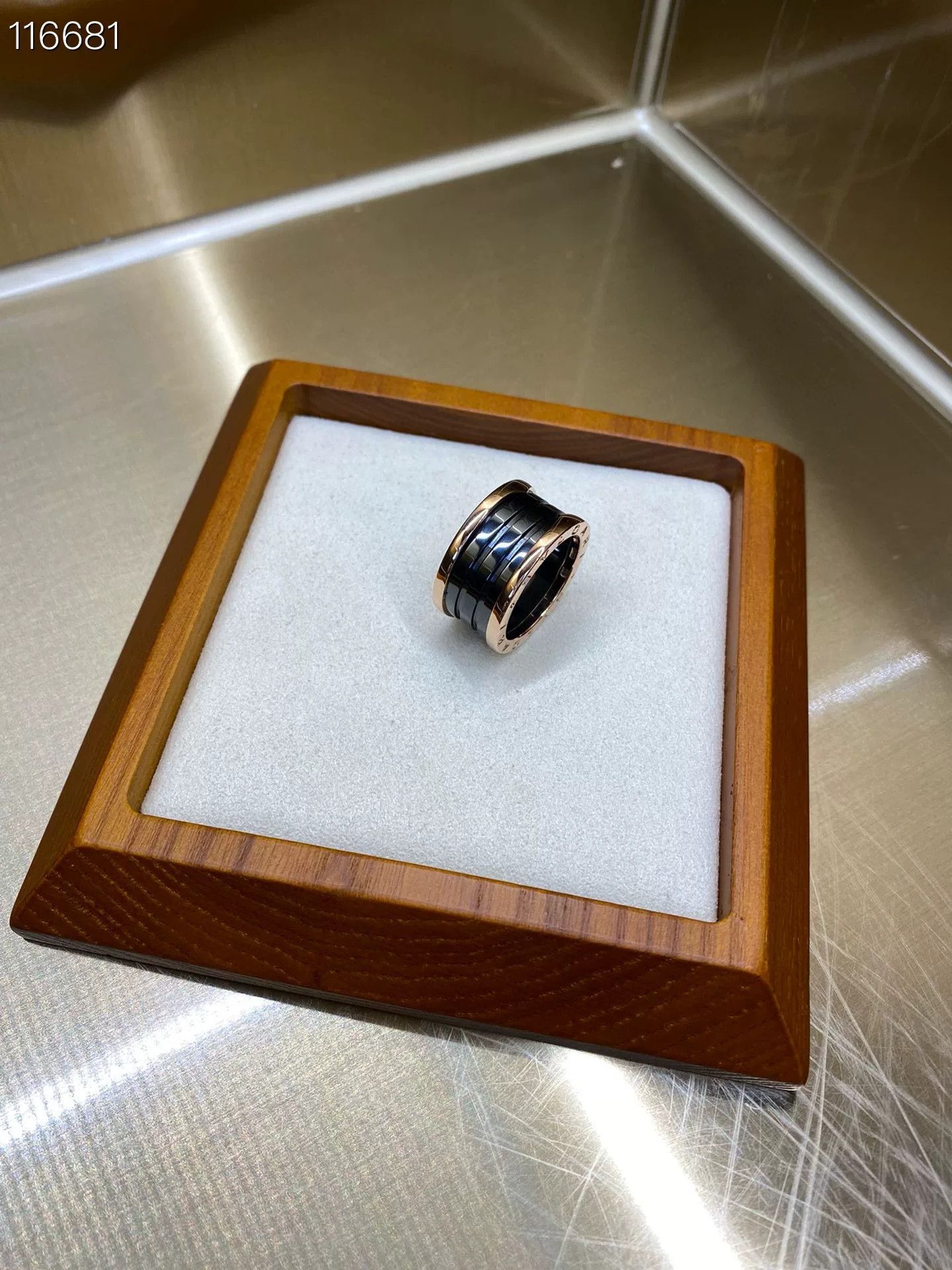 Bvlgari Bvlgari Black Ceramic Rose Gold Ring Size ONE SIZE - 1 Thumbnail