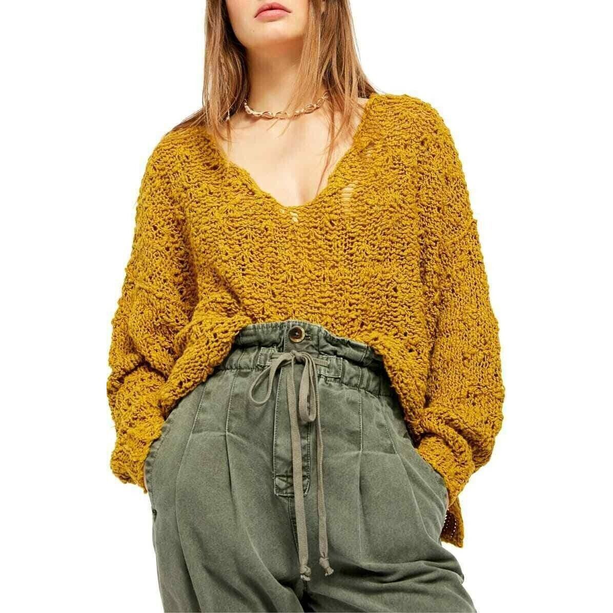 Free People Free People Sunday Shore Pullover Sweater, Gold Show, Size S Size S / US 4 / IT 40 - 2 Thumbnail