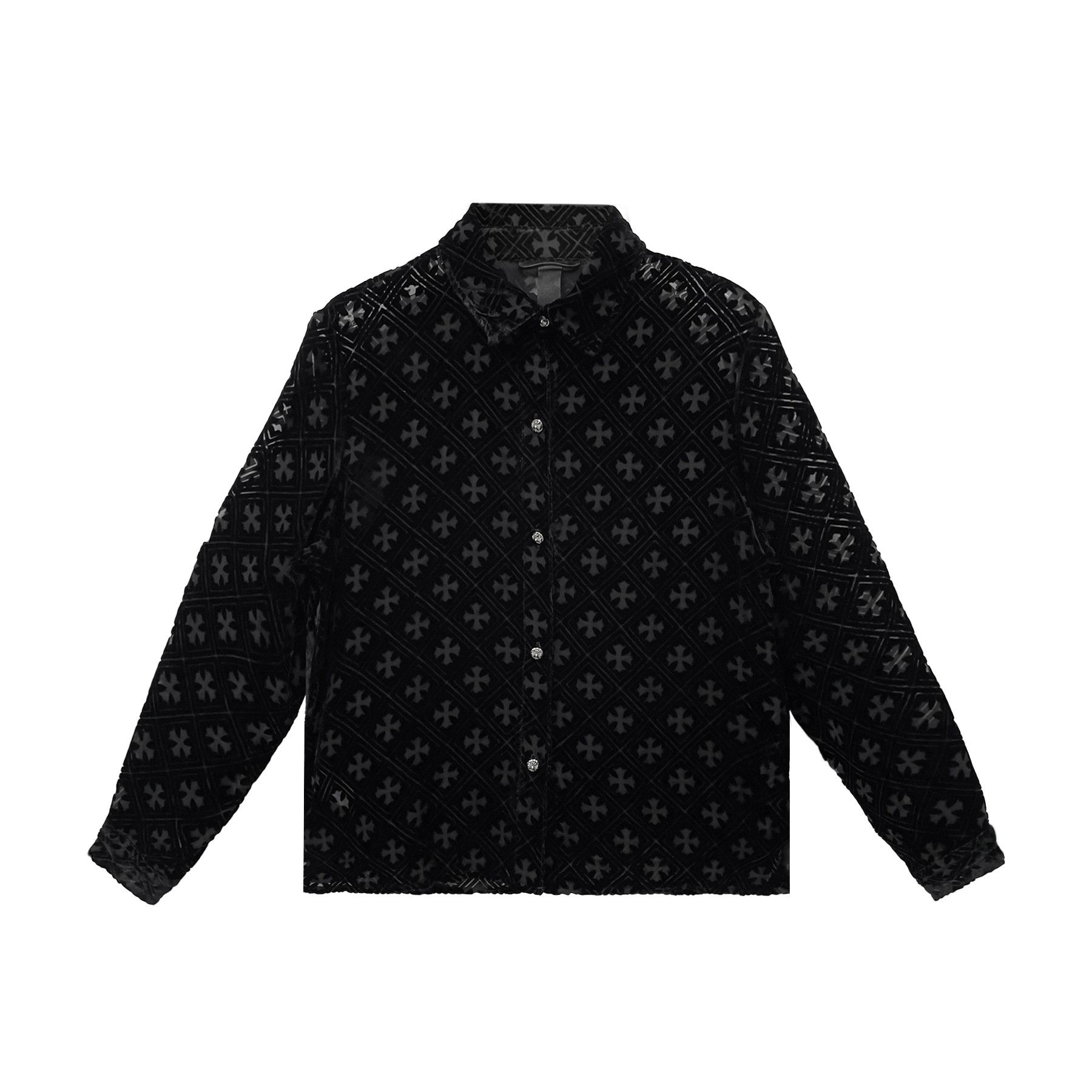 Chrome Hearts Velvet Burnout Cross Long Sleeve Shirt