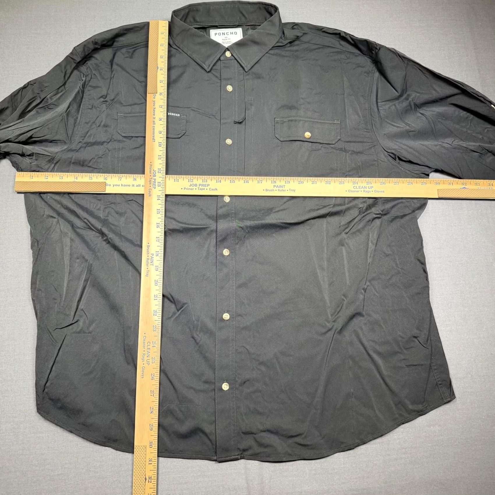 Vintage Poncho Shirt Mens 3XL Gray Solid Long Sleeve Button Up Nylon Stretch Quick Dry Regular Fit Shirt Mens 3XL Gray Solid Long Sleeve Button-Up Polo? Size US XXL / EU 58 / 5 - 3 Thumbnail