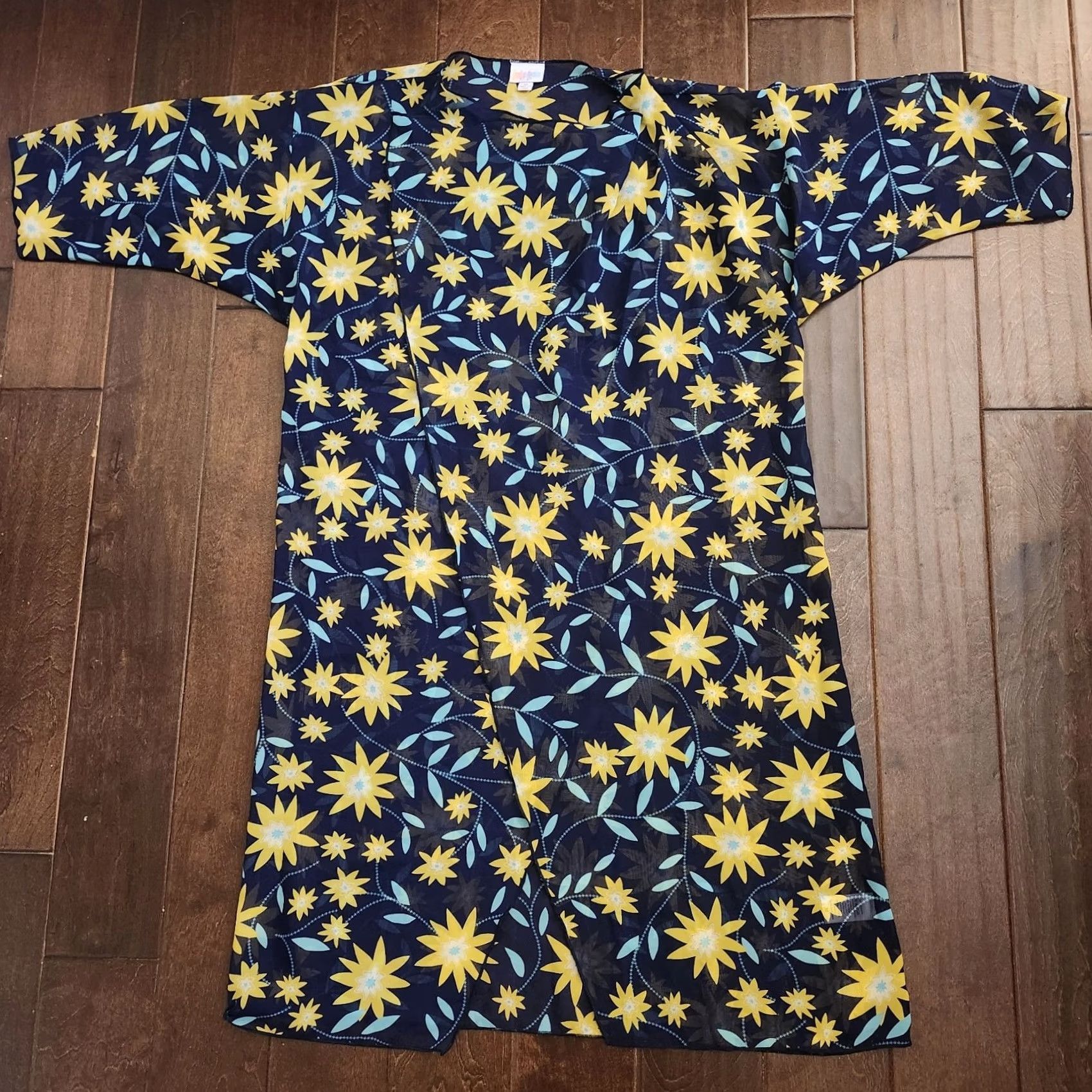 Vintage VINTAGE LuLaRoe Shirley Kimono Womens M Floral Yellow Blue Open Front Cardigan Size M / US 6-8 / IT 42-44 - 2 Thumbnail
