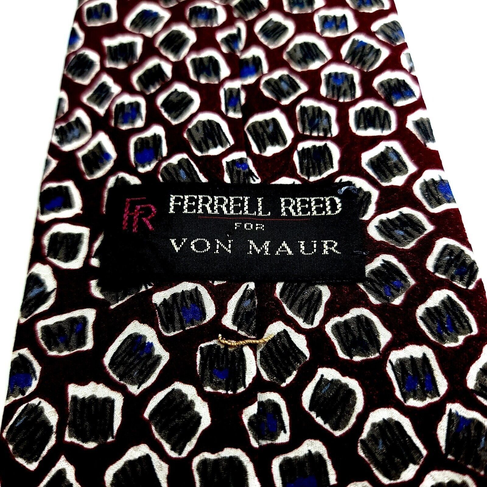 Designer Ferrell Reed Von Maur Print Maroon Red Gray Blue Abstract Si Size ONE SIZE - 3 Thumbnail