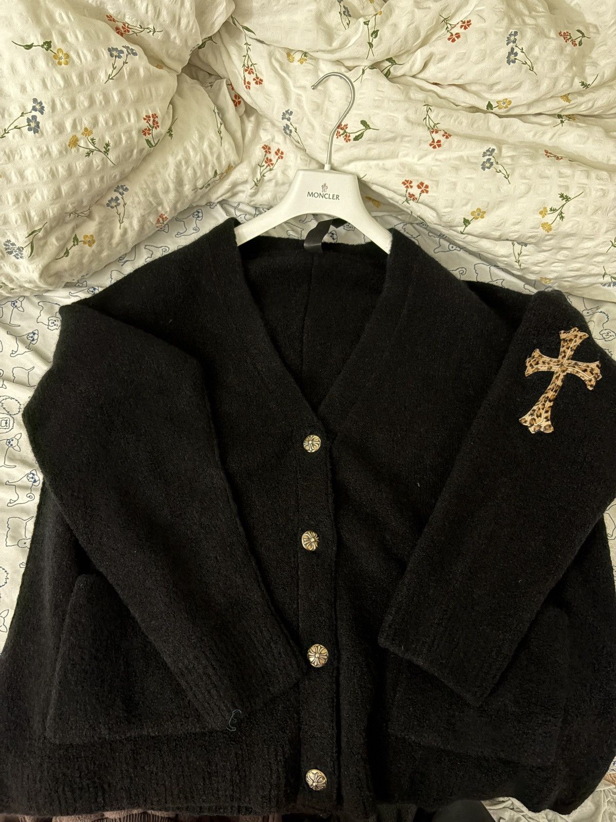 Chrome Hearts Chrome Hearts Leopard leather cross patch cashmere cardigan Size US M / EU 48-50 / 2 - 8 Thumbnail