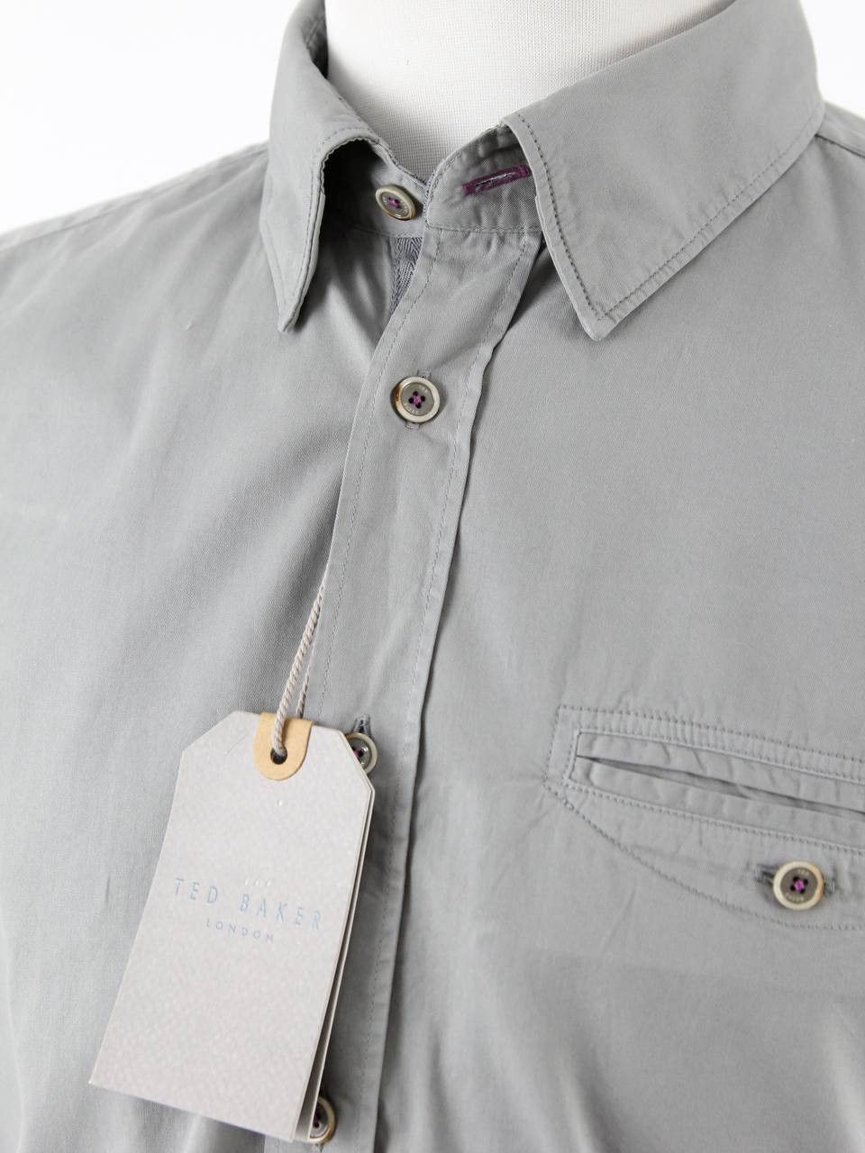 Ted Baker TED BAKER Grey cotton shirt with short sleeves Size US M / EU 48-50 / 2 - 5 Thumbnail