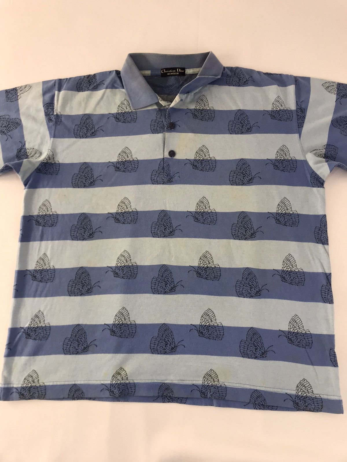 Christian Dior Monsieur 90s Christian Dior Monsieur Striped Butterfly Blue Polo Tee Size US XL / EU 56 / 4 - 3 Thumbnail
