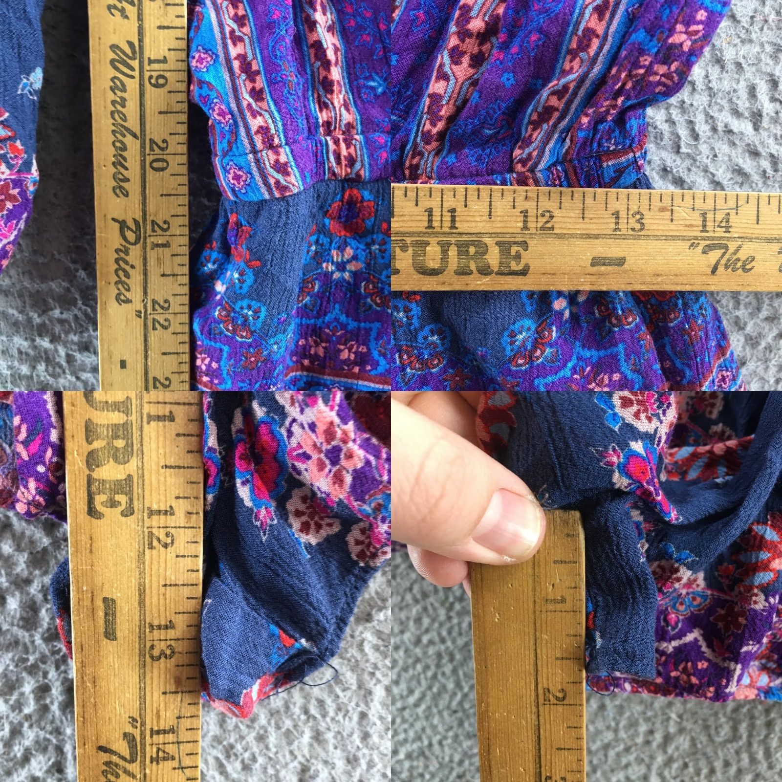 American Eagle Outfitters American Eagle Outfitters Romper Women S Purple Floral Bell Sleeve V-Neck Casual Size 28" / US 6 / IT 42 - 8 Thumbnail