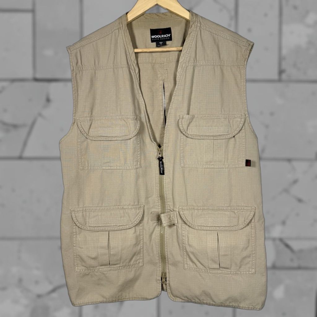 Vintage Woolrich Vest Full Zip Safari Style Beige 100% Cotton Mens M Size US M / EU 48-50 / 2 - 1 Thumbnail