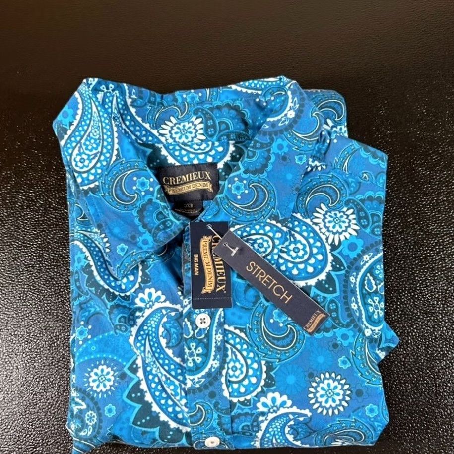 Cremieux Cremieux Button-Down Shirt Big 3XB Paisley Blue Mens Long Sleeve Stretch Casual Shirt Womens? Size US XXL / EU 58 / 5 - 2 Thumbnail
