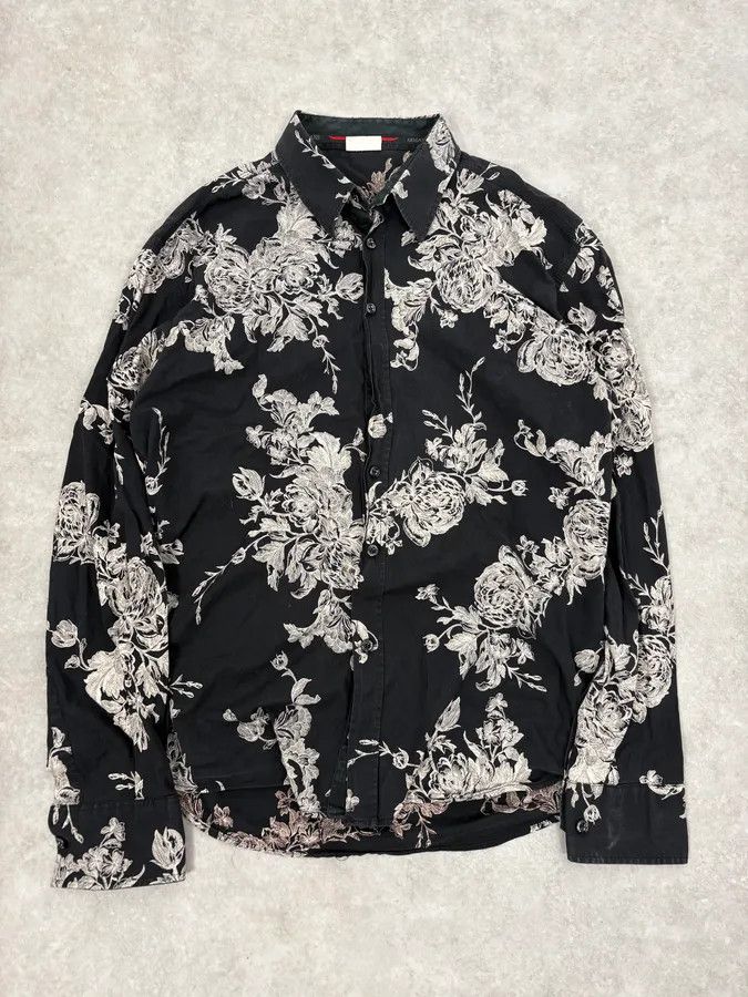 Armani Armani Black & White Floral Abstract Shirt Size US M / EU 48-50 / 2 - 1 Thumbnail
