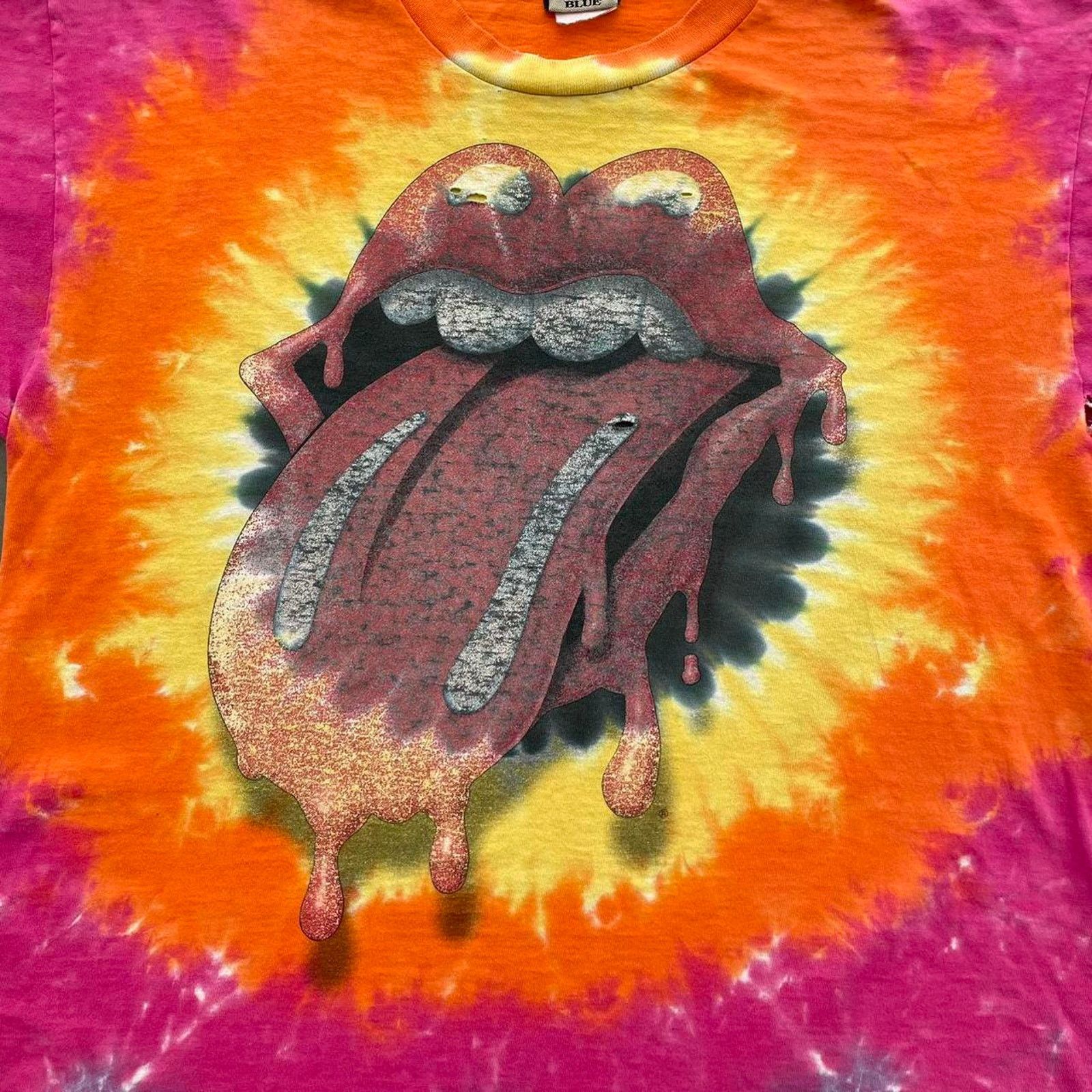 Vintage Vintage 90s Liquid Blue Rolling Stones Tie Dye T-shirt Size US L / EU 52-54 / 3 - 2 Thumbnail