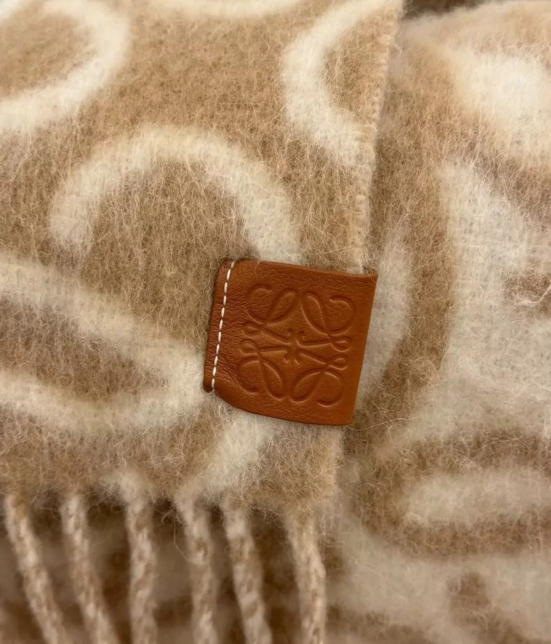 Loewe LOEWE Lamb alpaca double sided scarf camel color Size ONE SIZE - 3 Thumbnail