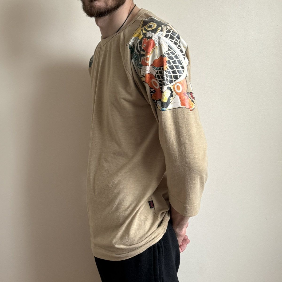 If Six Was Nine × Japanese Brand × Vintage MdP Modèle de Prudence Japan Tattoo Sleeve Beige 3/4 T-Shirt Size US L / EU 52-54 / 3 - 2 Thumbnail