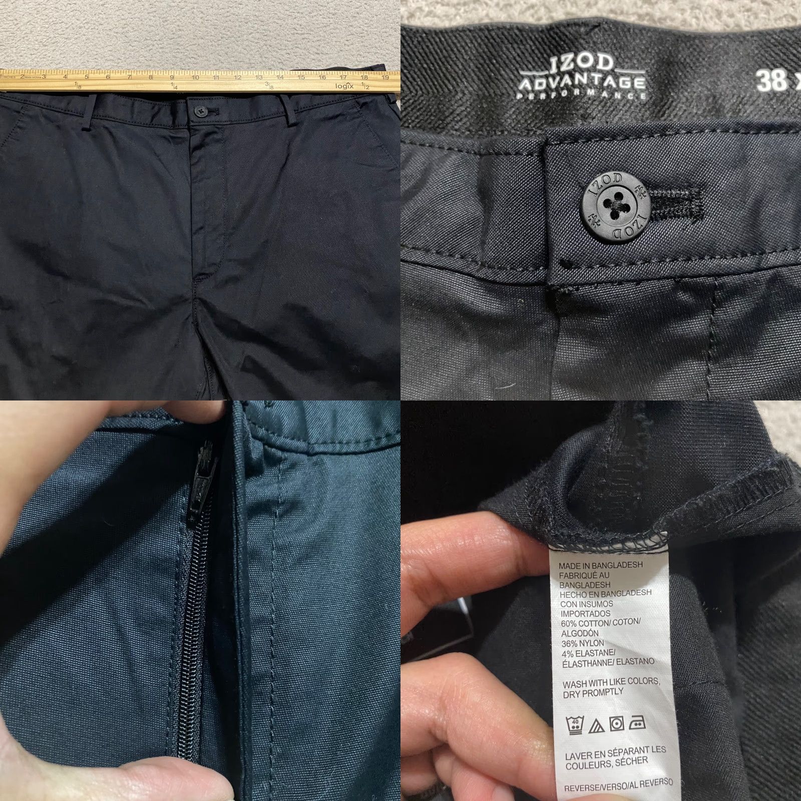 Izod NWT IZOD Mens 38x32 Pants Black Straight Leg Chino Stretch Non-Iron Wicking New Size US 38 / EU 54 - 8 Thumbnail