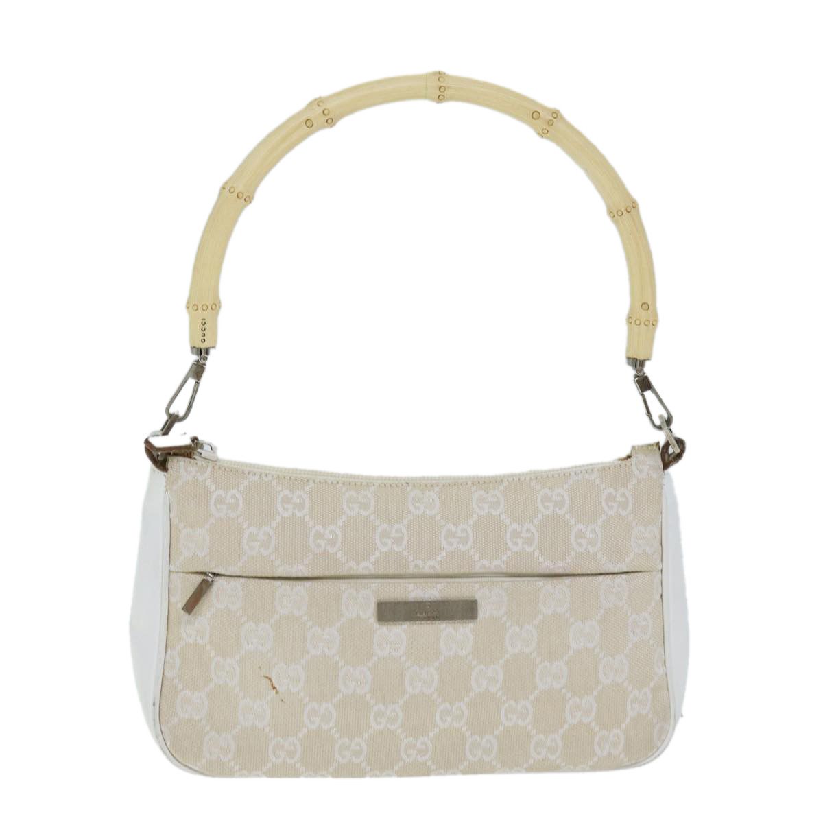 Gucci Bamboo White Canvas Handbag (Pre-Owned) Size ONE SIZE - 1 Thumbnail
