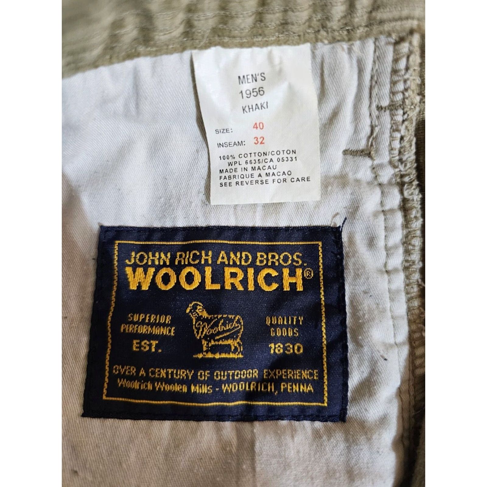 Vintage VINTAGE Woolrich Khaki Corduroy Pants 1980s Signature Style 1956 Straight Fit Mens Sz 40x32 Size US 40 / EU 56 - 4 Thumbnail