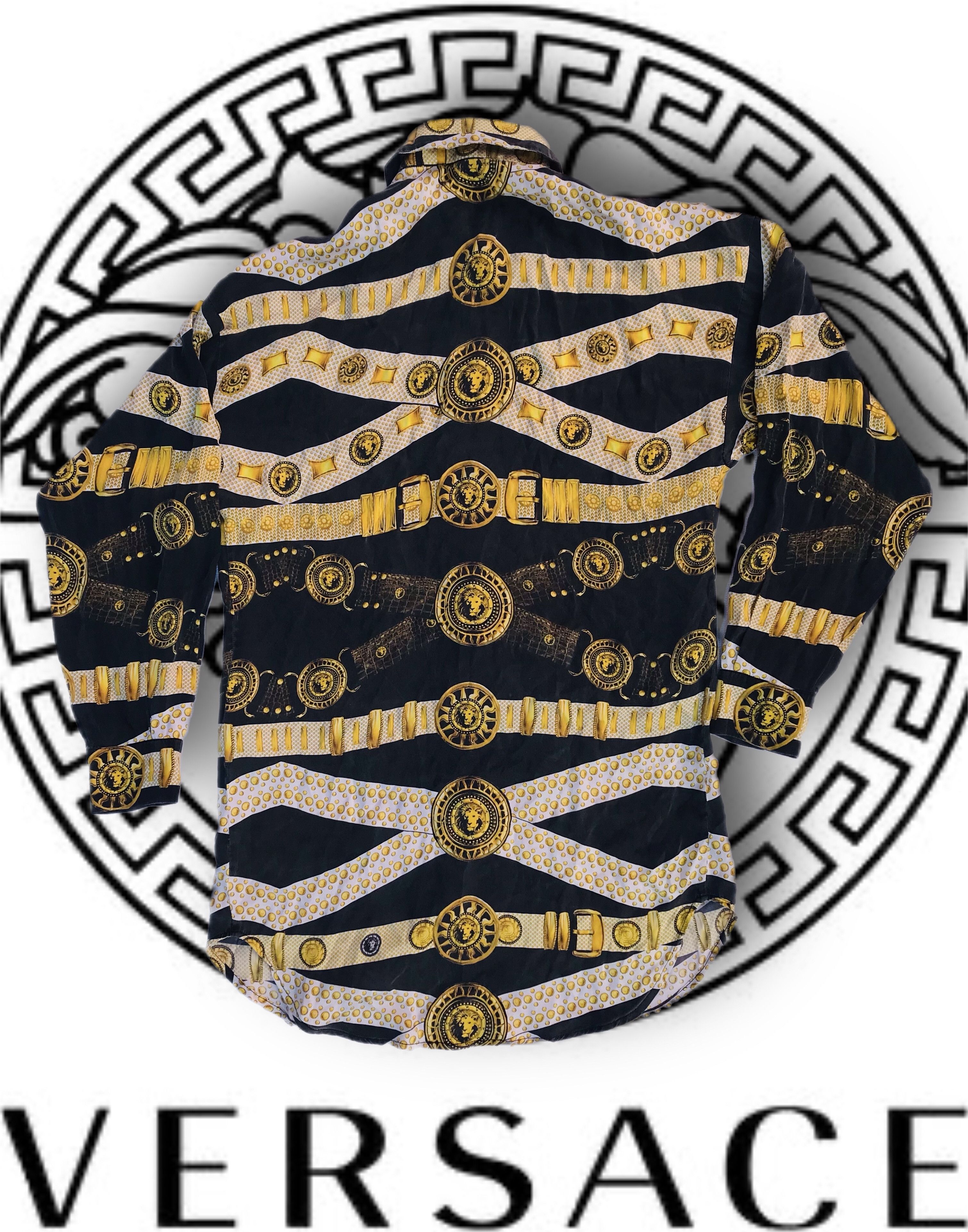 Versace Versus Versace Print Barocco Lion Silk Long Sleeve Button-Up Size S / US 4 / IT 40 - 3 Thumbnail