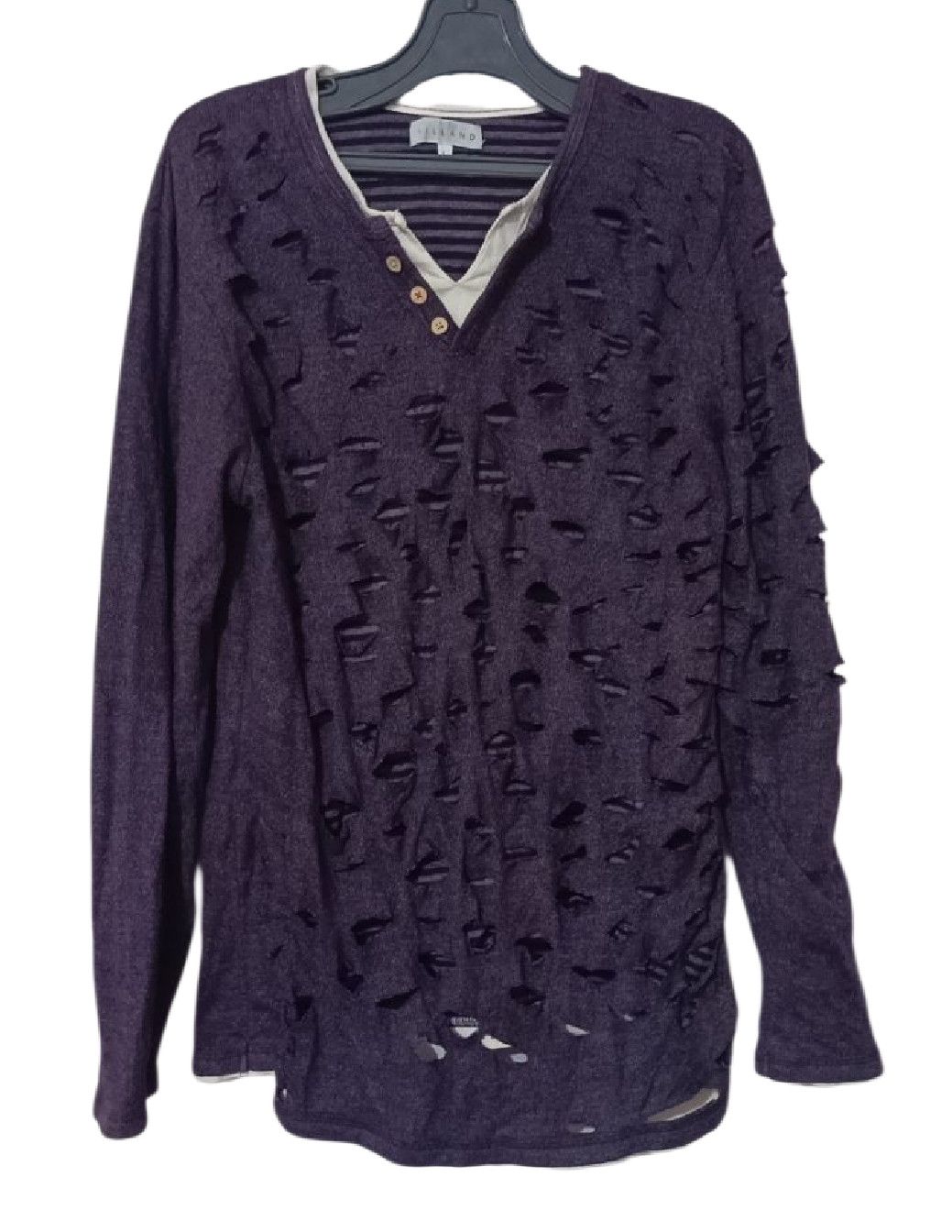 20471120 × Beauty Beast × Japanese Brand CRAZY STRIPED DISTRESSED DOUBLE LAYER LONG SLEEVE LGB STYLE Size US L / EU 52-54 / 3 - 1 Thumbnail